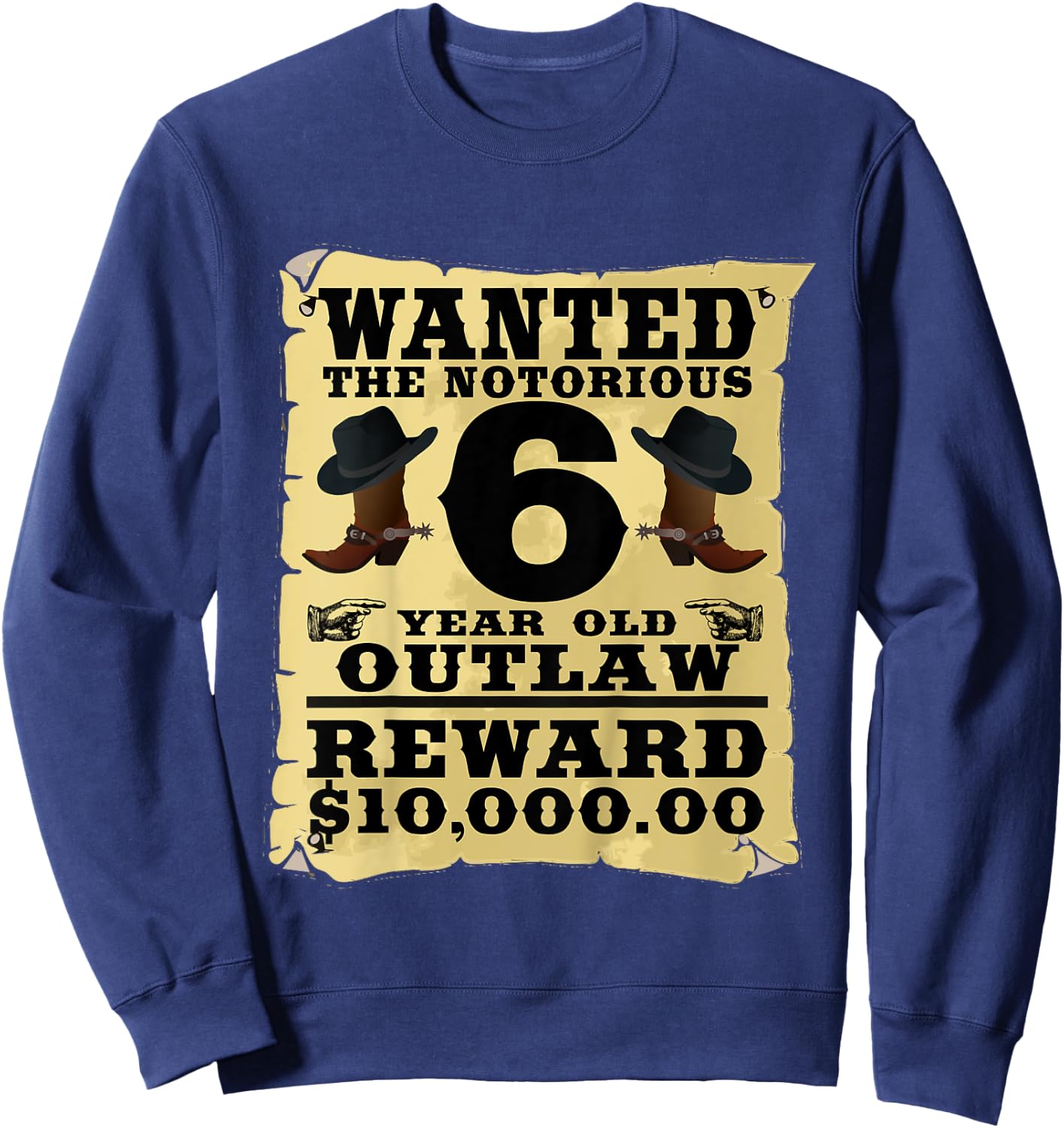 Kids 6 Year Old Cowboy Birthday Party Wild West Western 6th Gift Sweatshirt - Sweatshirt | Navy
