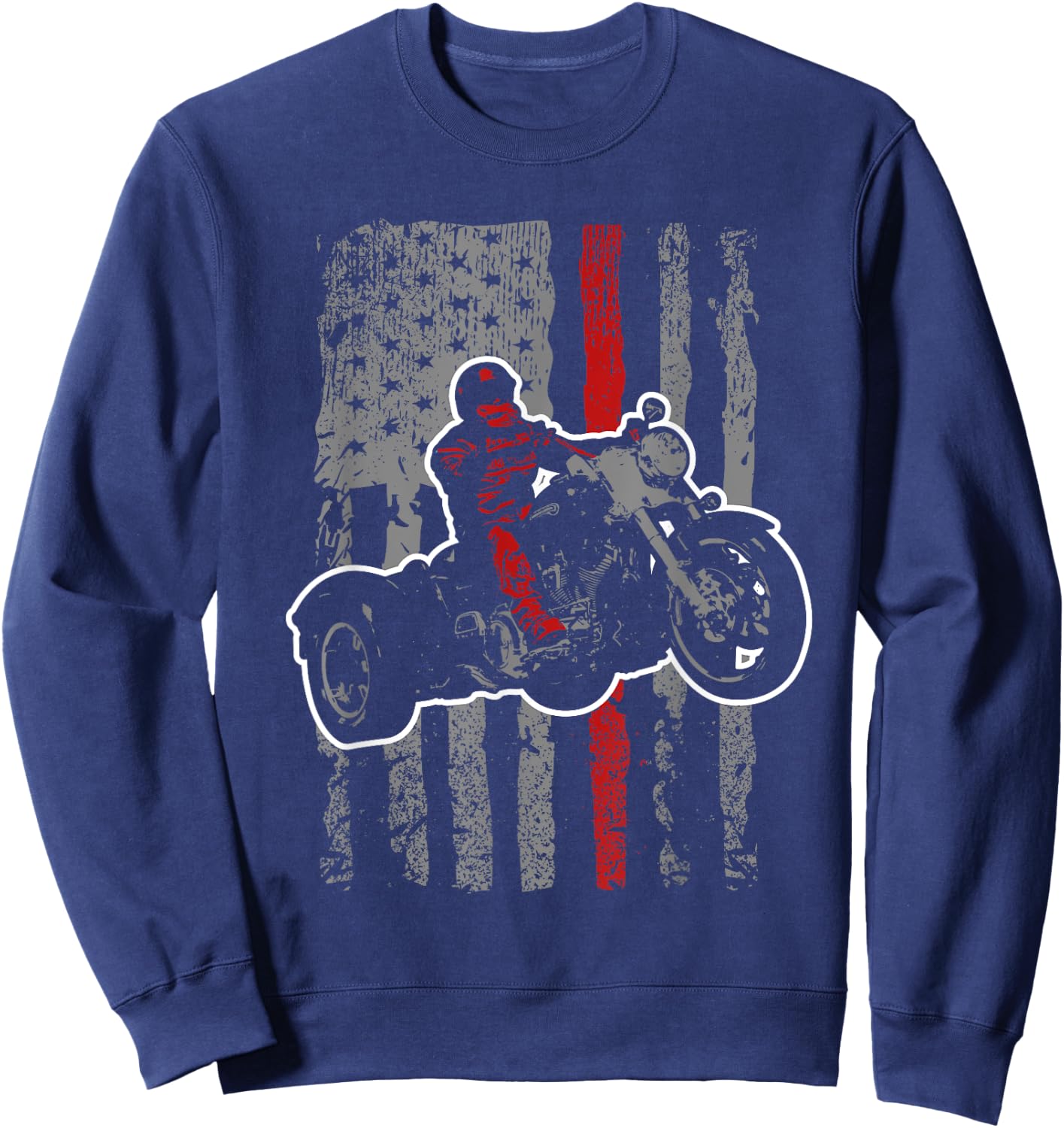 USA Flag Trike Bike Men's Motorcycle Trike Rider Triker Sweatshirt - Sweatshirt | Navy