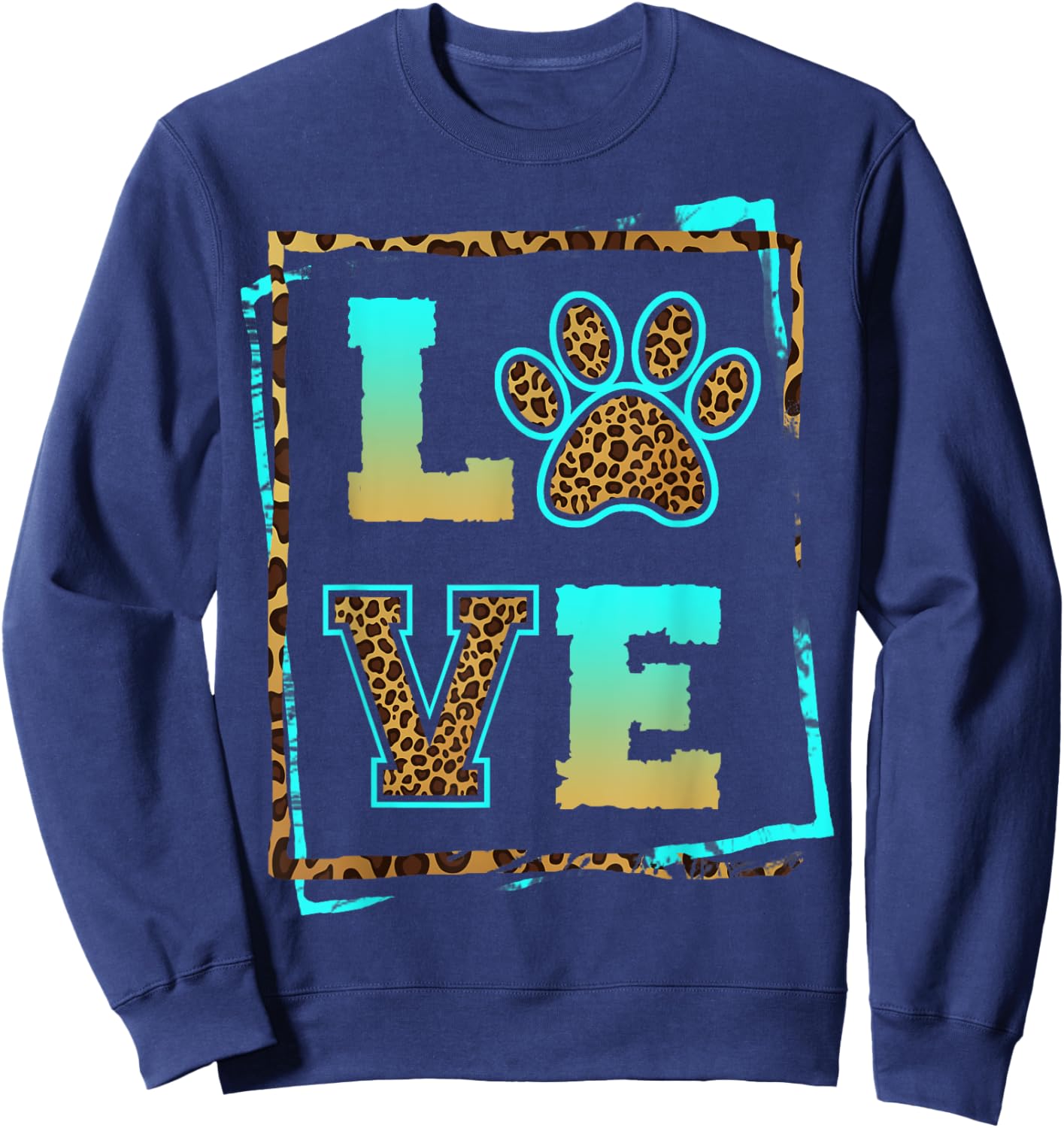 Love Paw Pet Owner Dog Mom Fur Mama Leopard Print Women Gift Sweatshirt - Sweatshirt | Navy