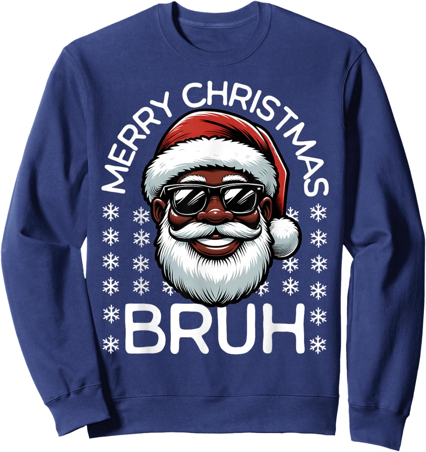 Merry Christmas Bruh Christmas Santa Claus Black Men's Boys Sweatshirt - Sweatshirt | Navy
