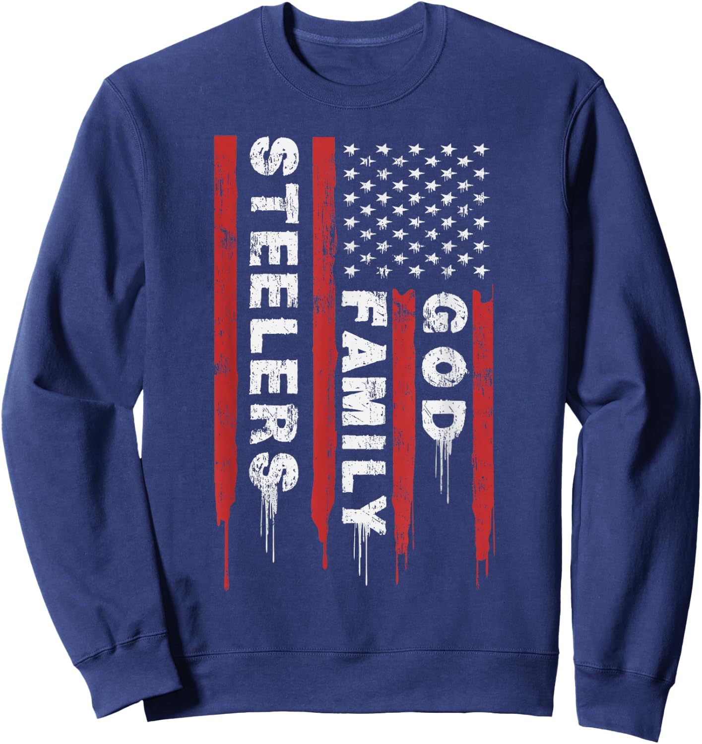 This Pro Us Flag God Family Steelers Sweatshirt - Sweatshirt | Navy