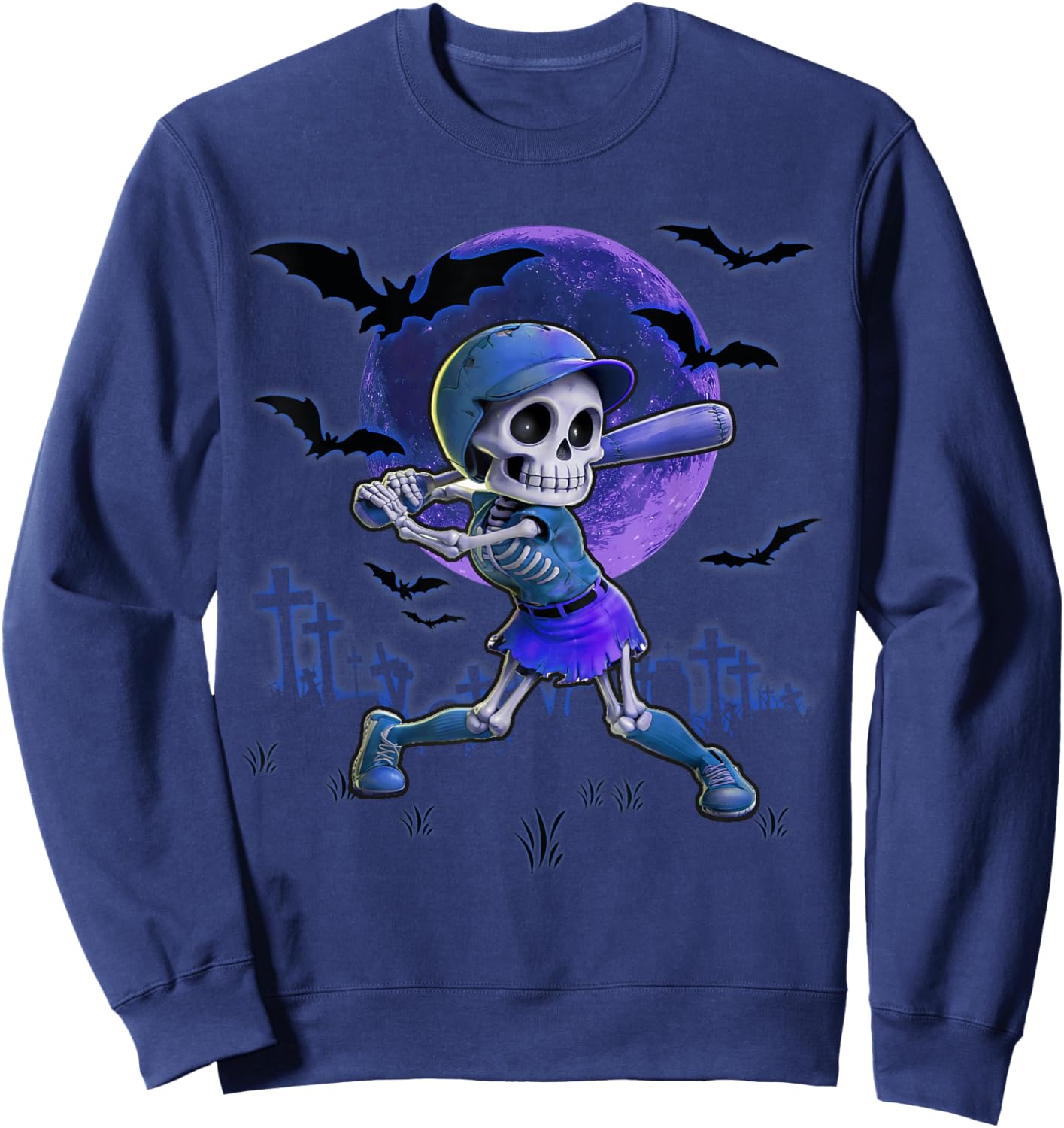 Softball Halloween Spooky Season Trick or Treating Sweatshirt - Sweatshirt | Navy