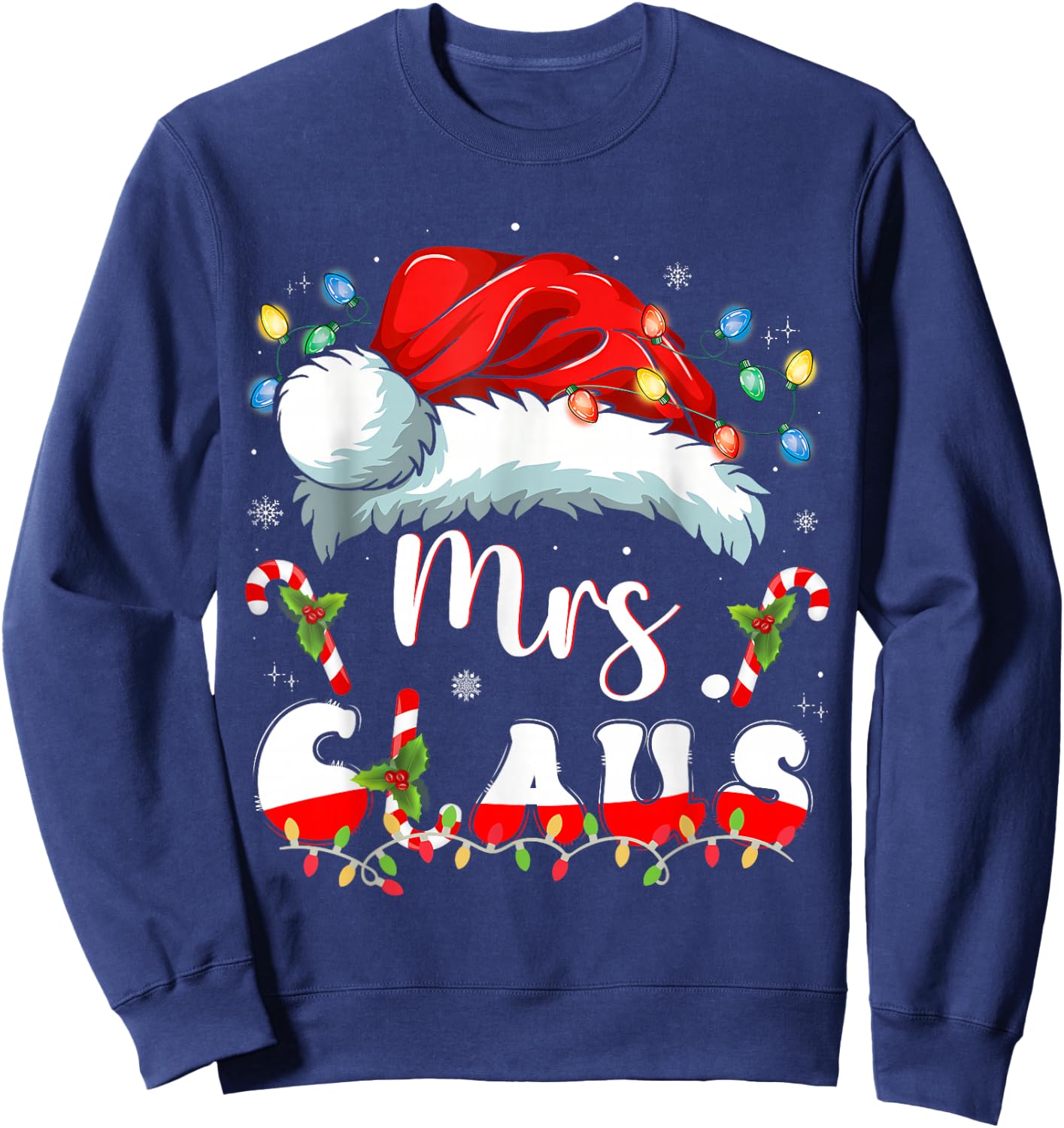 Mr and Mrs Claus Couples Matching Christmas Pajamas Santa Sweatshirt - Sweatshirt | Navy