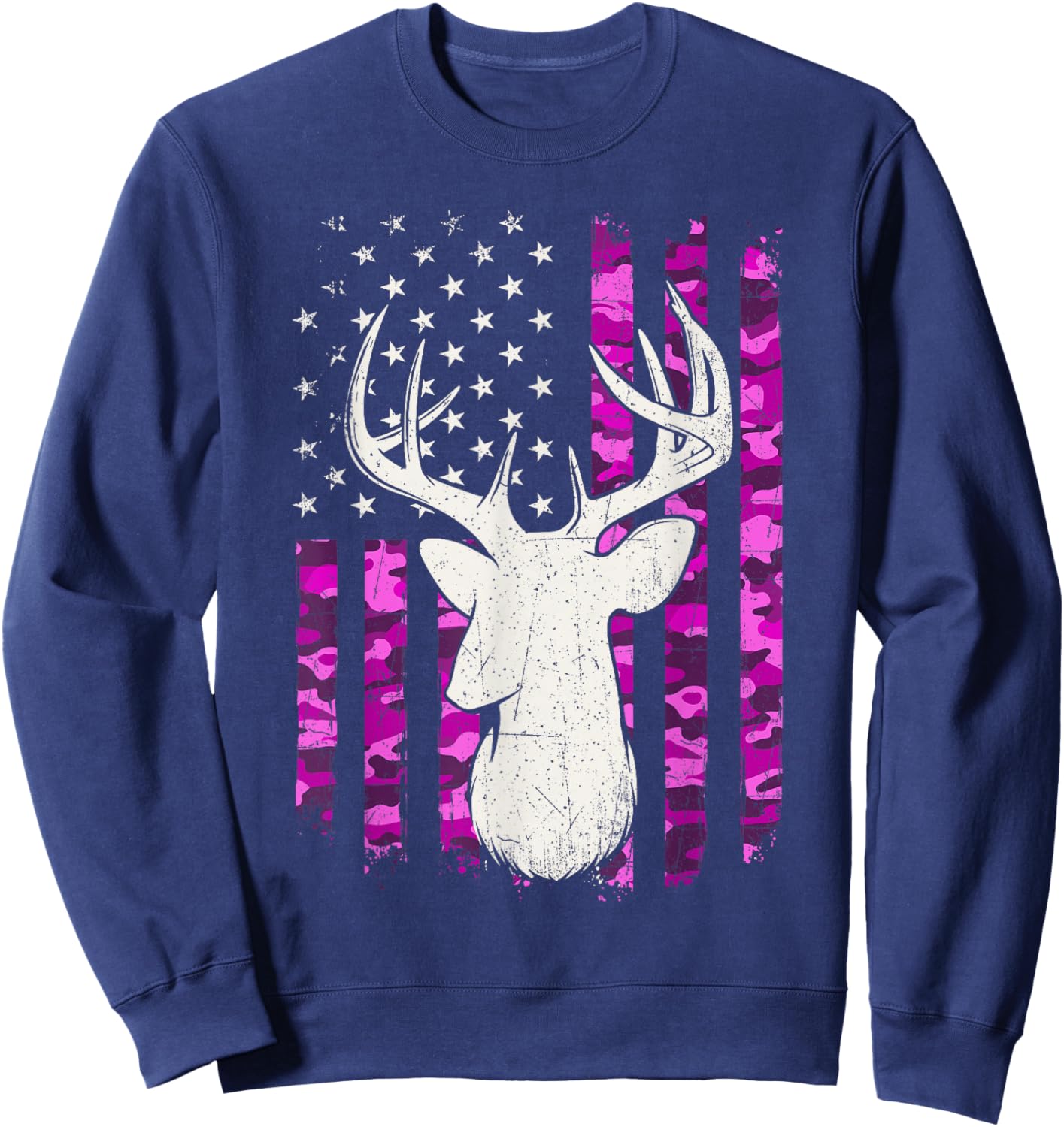Pink Camouflage Deer - Hunting Lover Wildlife Animal Hunter Sweatshirt - Sweatshirt | Navy