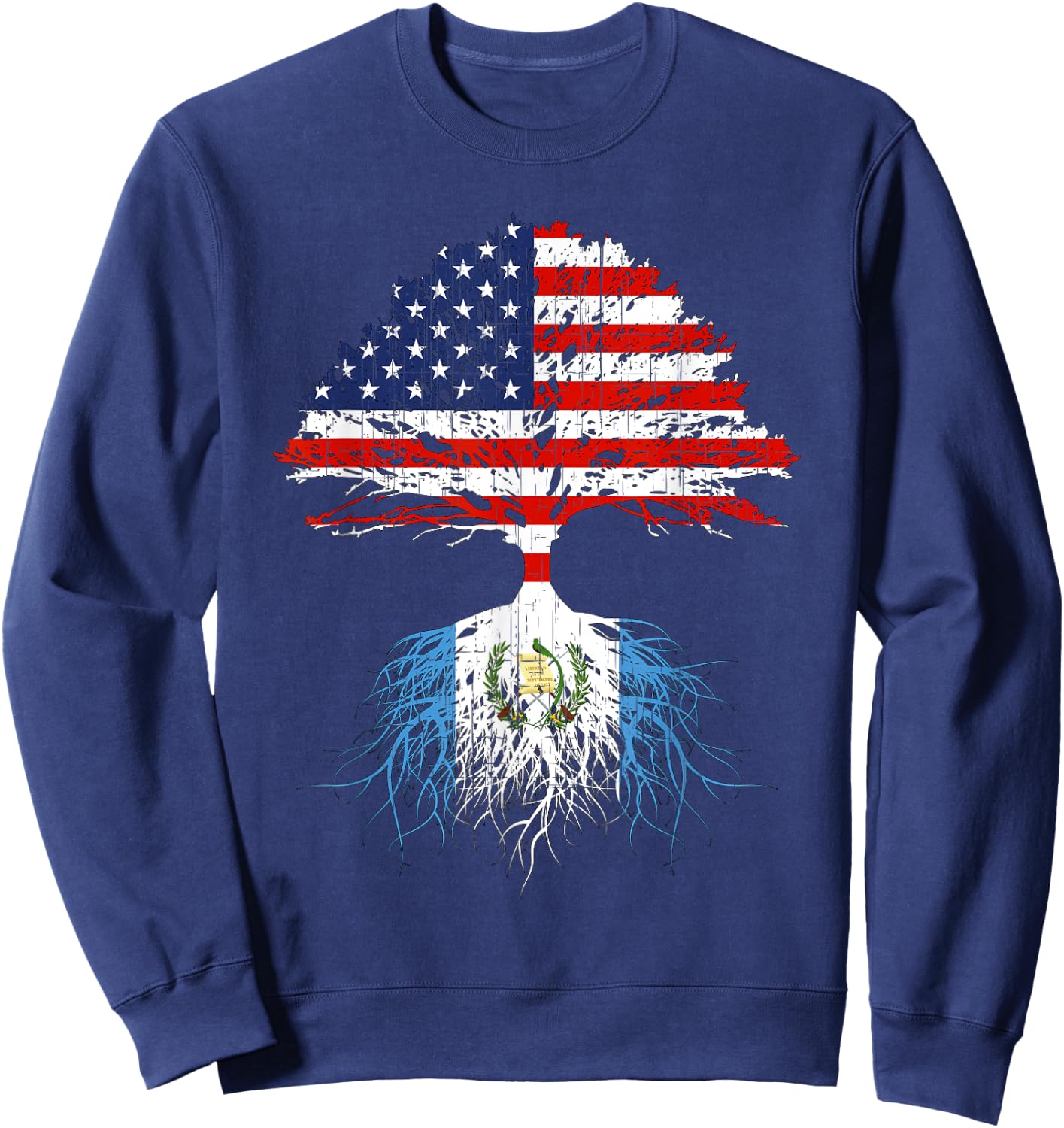 Guatemala Roots Guatemalan American Flag US Naturalization Sweatshirt - Sweatshirt | Navy