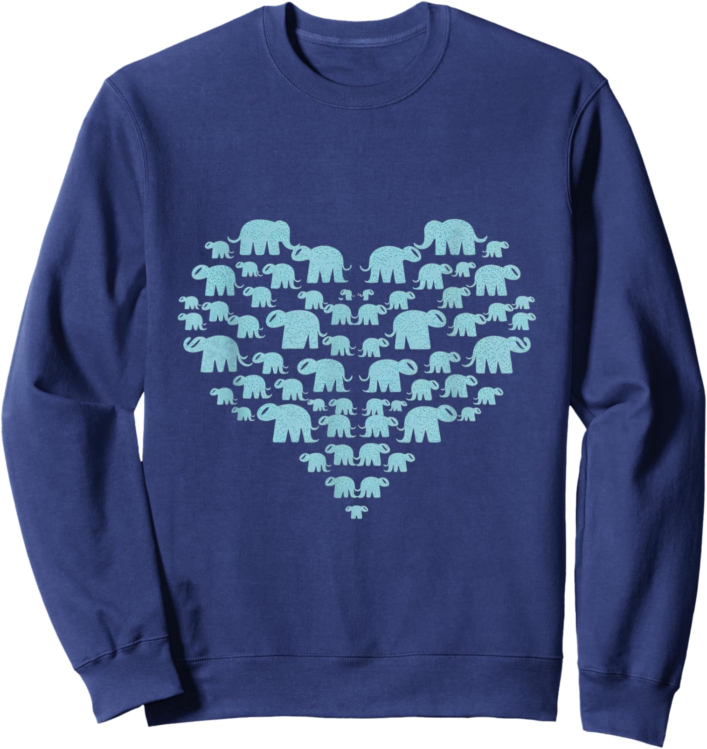 Heart Elephants Love Animal Wildlife Elephant Sweatshirt - Sweatshirt | Navy