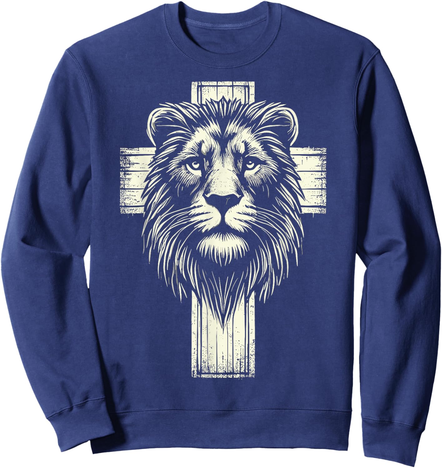 Lion of Judah Christian Lion Cross Sweatshirt - Sweatshirt | Navy