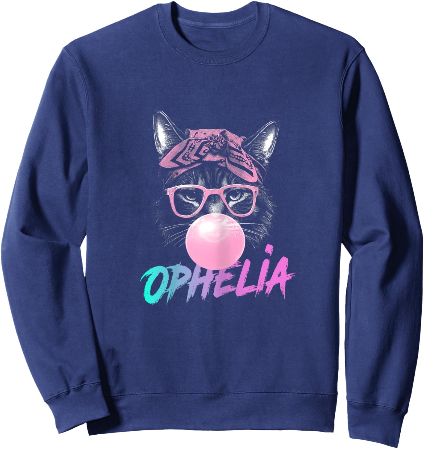 OPHELIA - Adorable girl name with cute Cat Sweatshirt - Sweatshirt | Navy