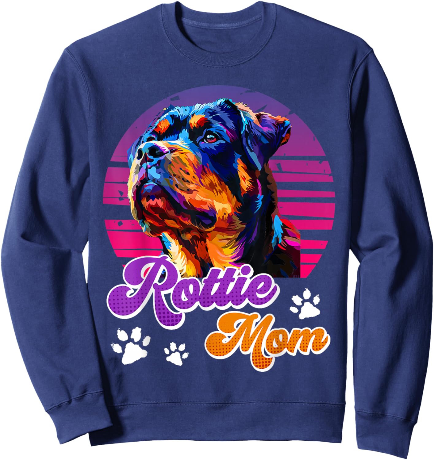 ROTTIE MOM Dog Moms Rottweiler Cool Women Vintage Sweatshirt - Sweatshirt | Navy
