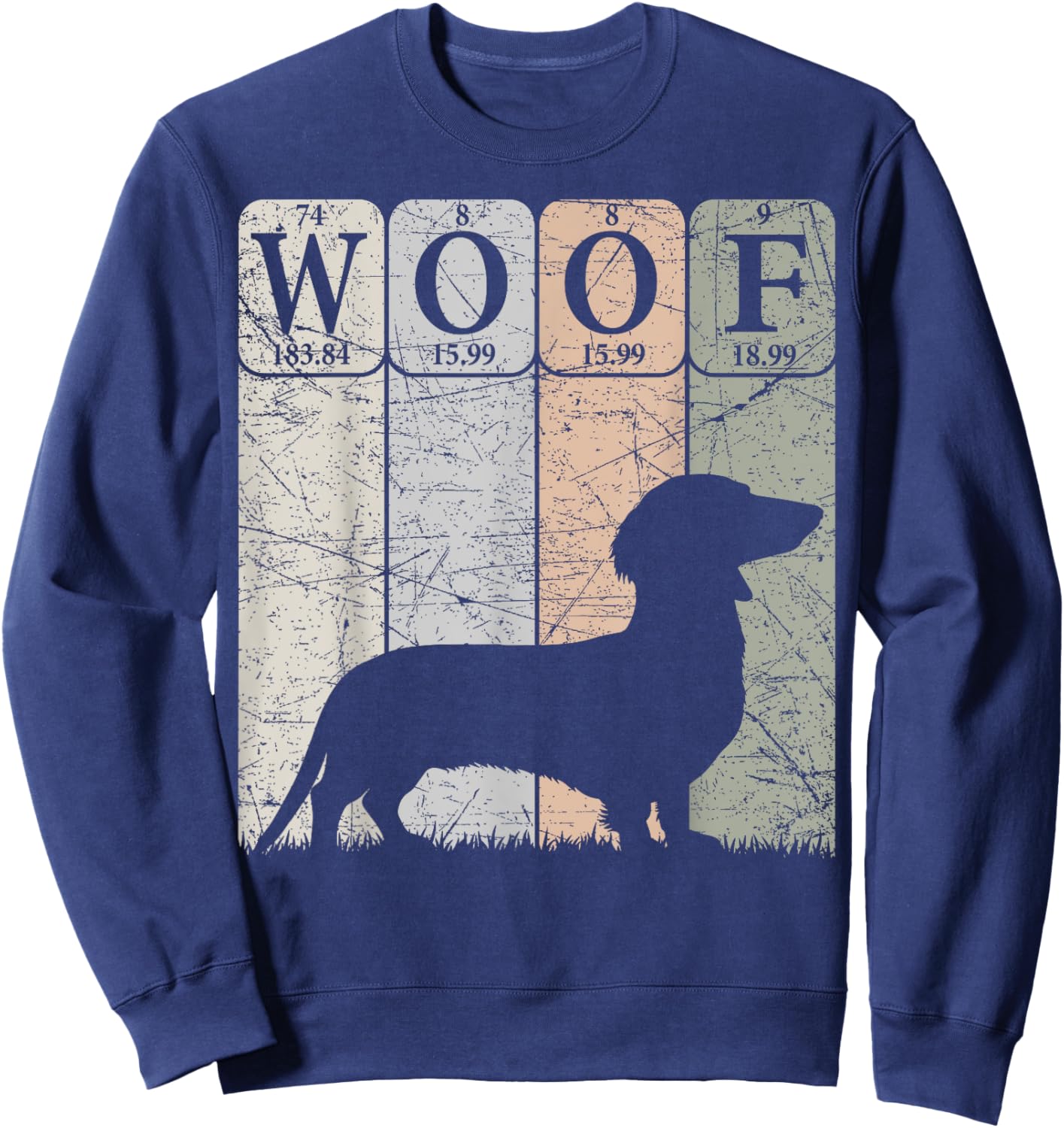 Dachshund Dog Periodic Table Elements Dog Lover Woof Sweatshirt - Sweatshirt | Navy