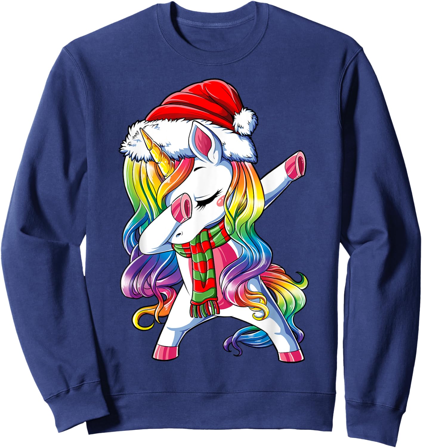 Dabbing Unicorn Santa Christmas Kids Girls Women Xmas Dab Sweatshirt - Sweatshirt | Navy