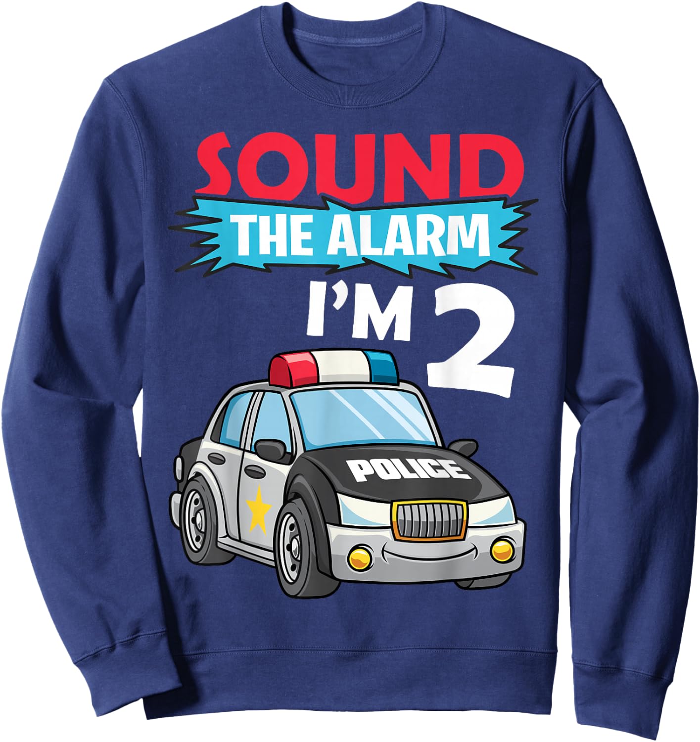 Birthday Boy Shirt 2 Years Old Police Car Policeman Cop Sweatshirt - Sweatshirt | Navy
