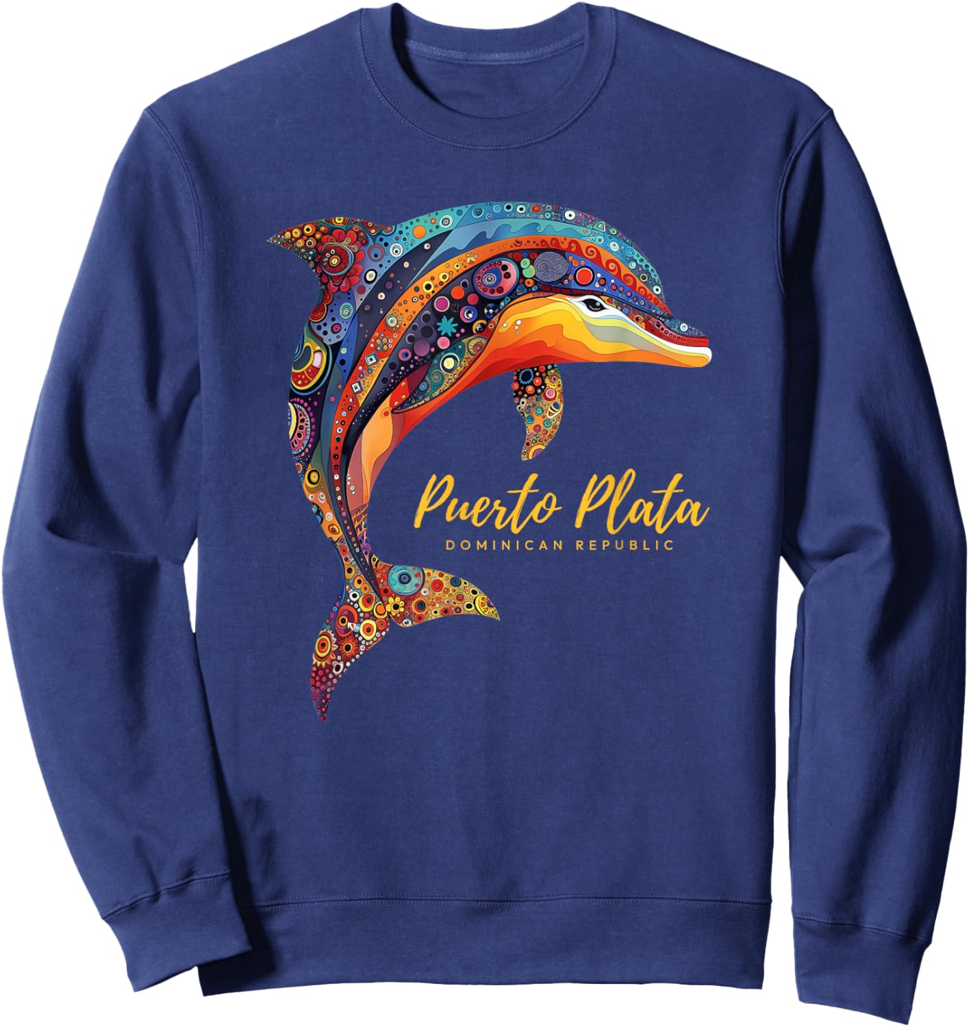 Puerto Plata Dominican Republic Beach Vacation Dolphin Women Sweatshirt - Sweatshirt | Navy