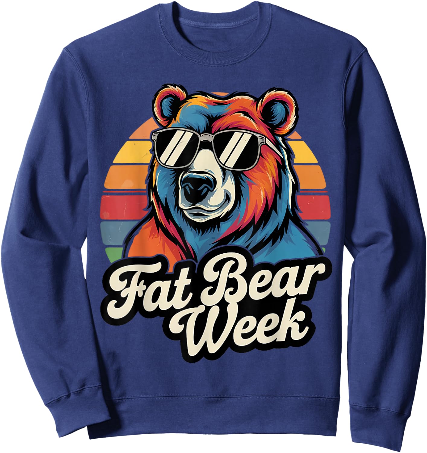 Fat Bear Week Retro Bear Sunglasses Nature Lovers Sweatshirt - Sweatshirt | Navy