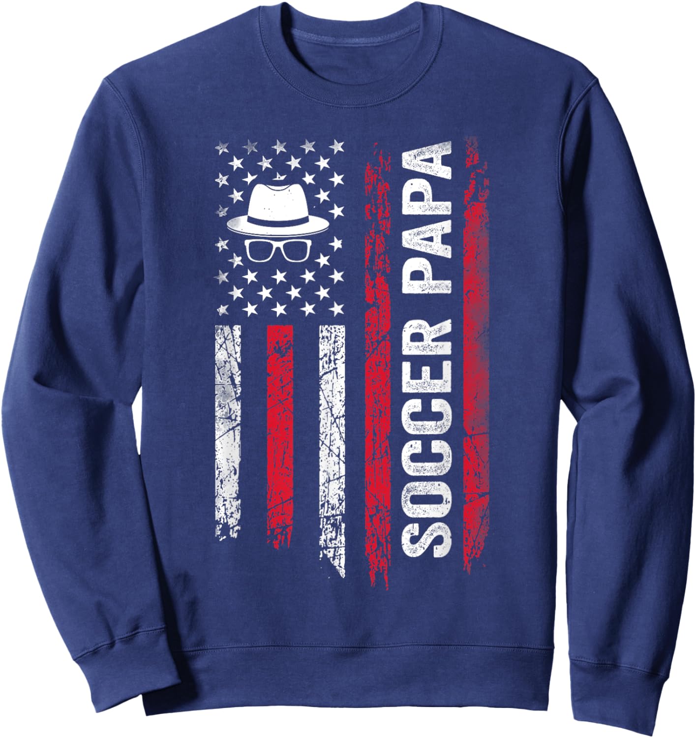 Soccer Papa - American Flag Football Player Fathers Day Dad Sweatshirt - Sweatshirt | Navy