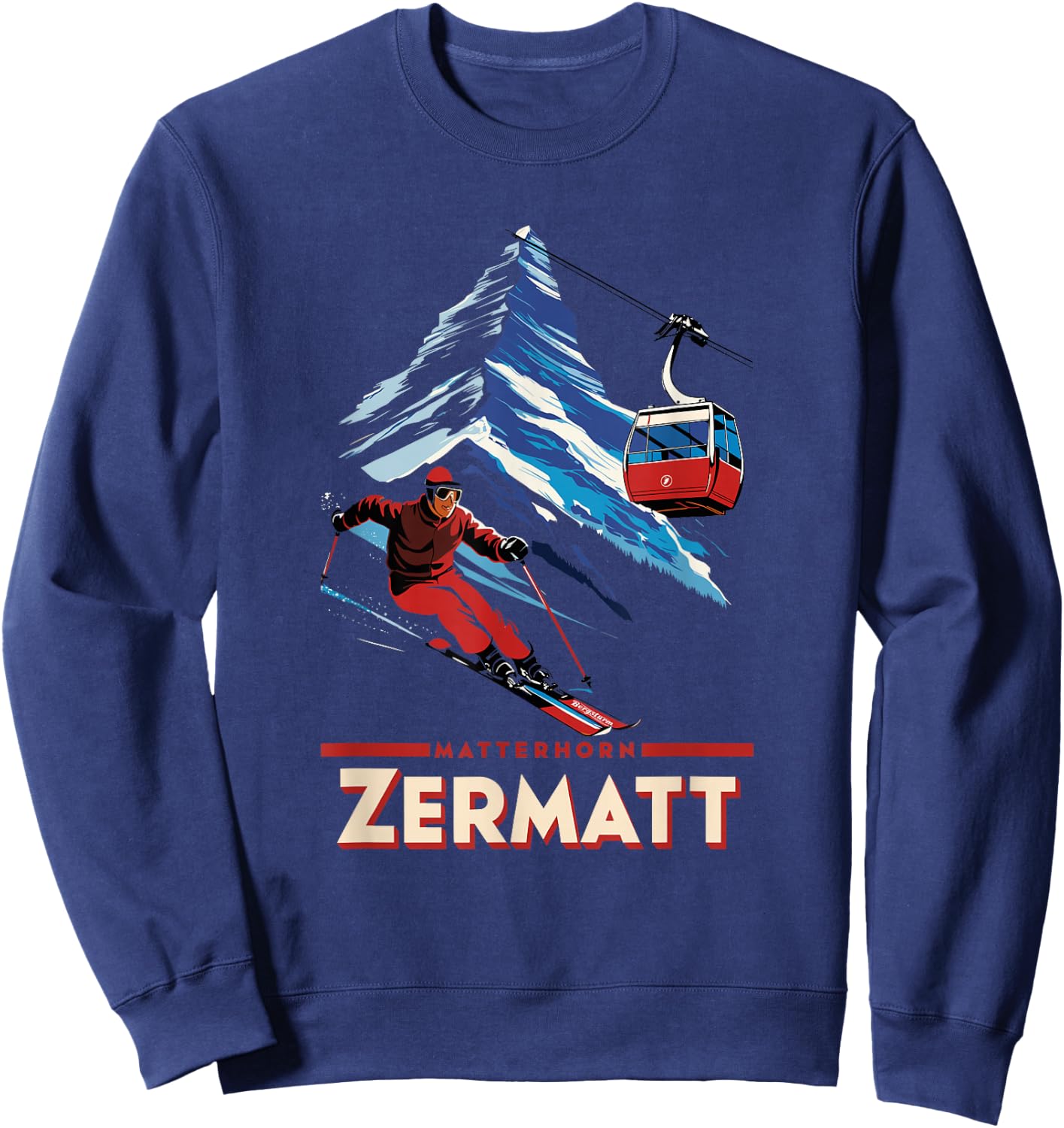 Matterhorn Ski Fun in Zermatt Alps Switzerland Sweatshirt - Sweatshirt | Navy