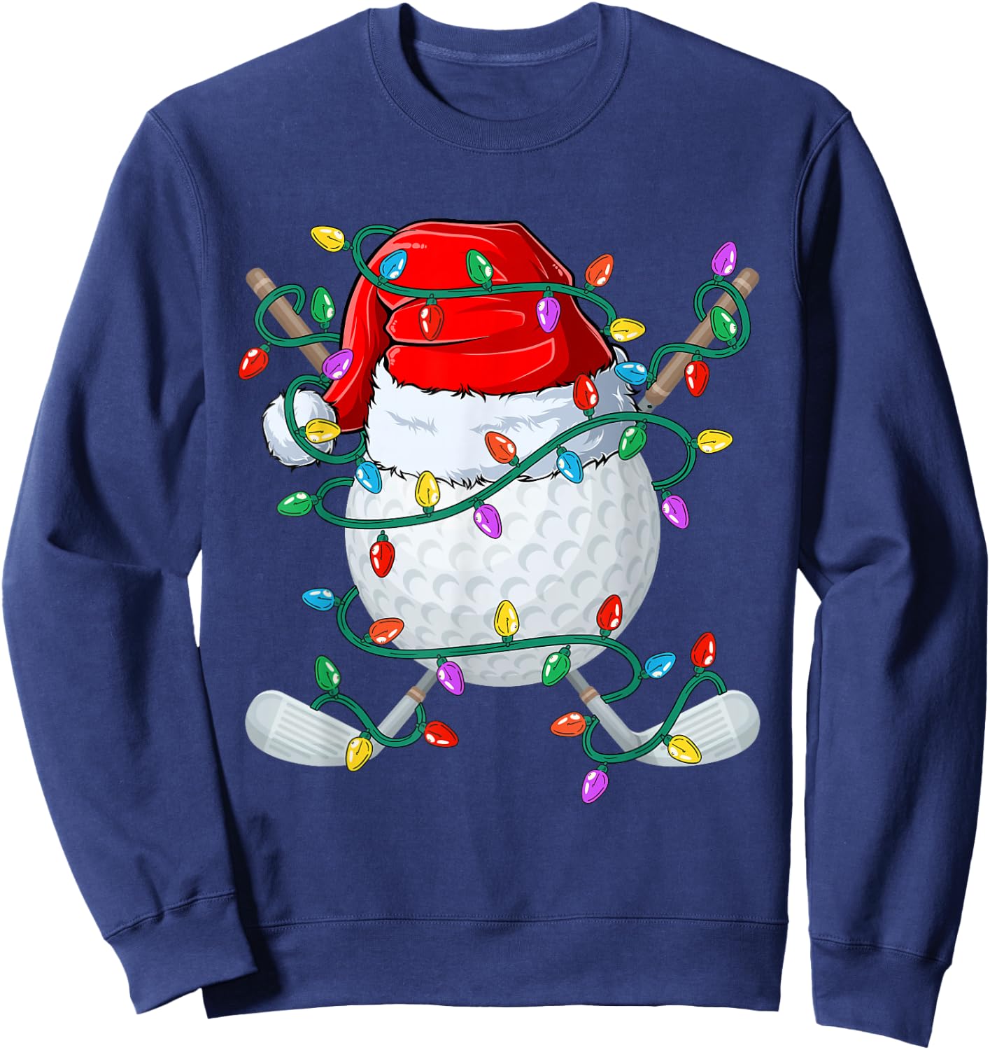 Christmas Golf Xmas Santa Sports Hat Golfer Golfing Funny Sweatshirt - Sweatshirt | Navy