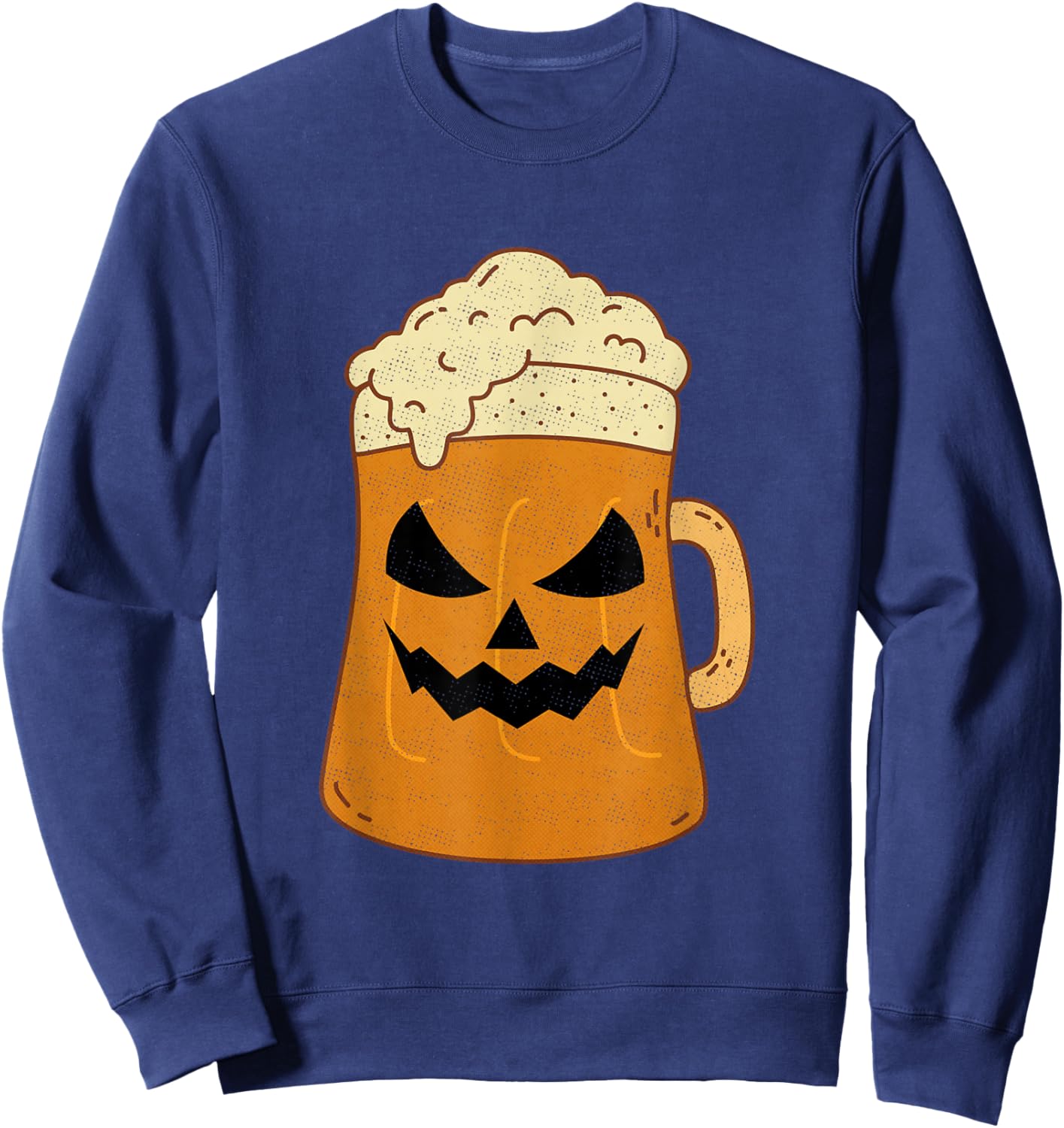 Beer Lover Pumpkin Face Happy Halloween 2024 Sweatshirt - Sweatshirt | Navy