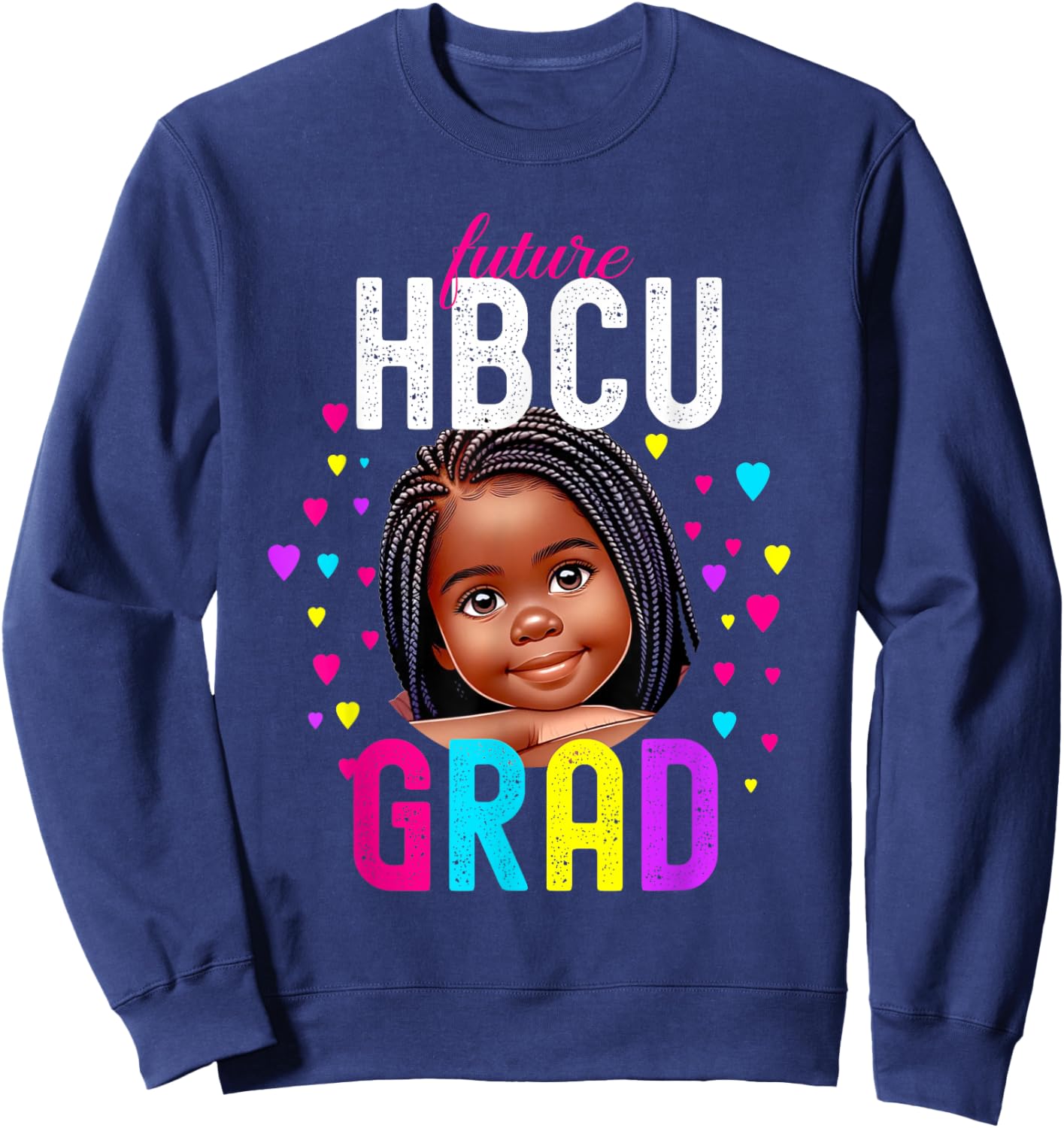 Future HBCU Grad Young Black Girl Youth Kids Sweatshirt - Sweatshirt | Navy