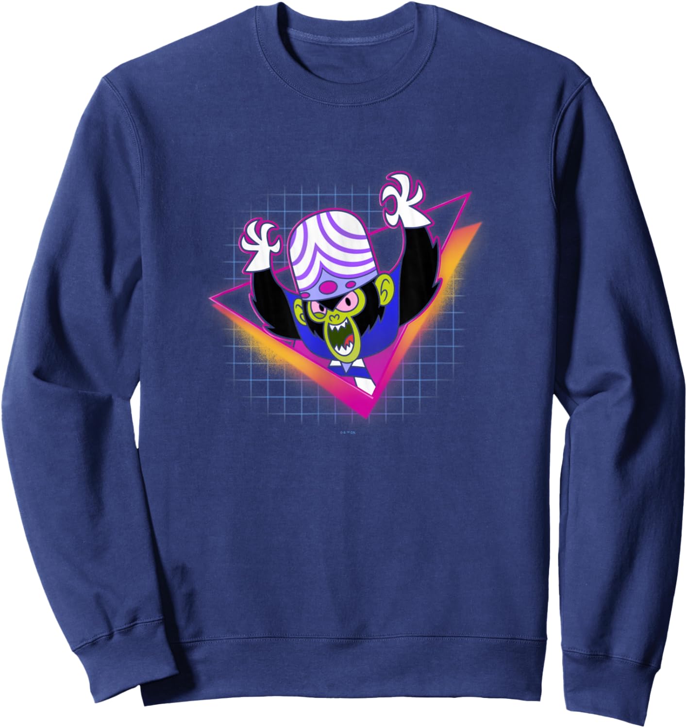 Power Puff Girls Mojo JoJo Evil Laughter Retro Logo Sweatshirt - Sweatshirt | Navy