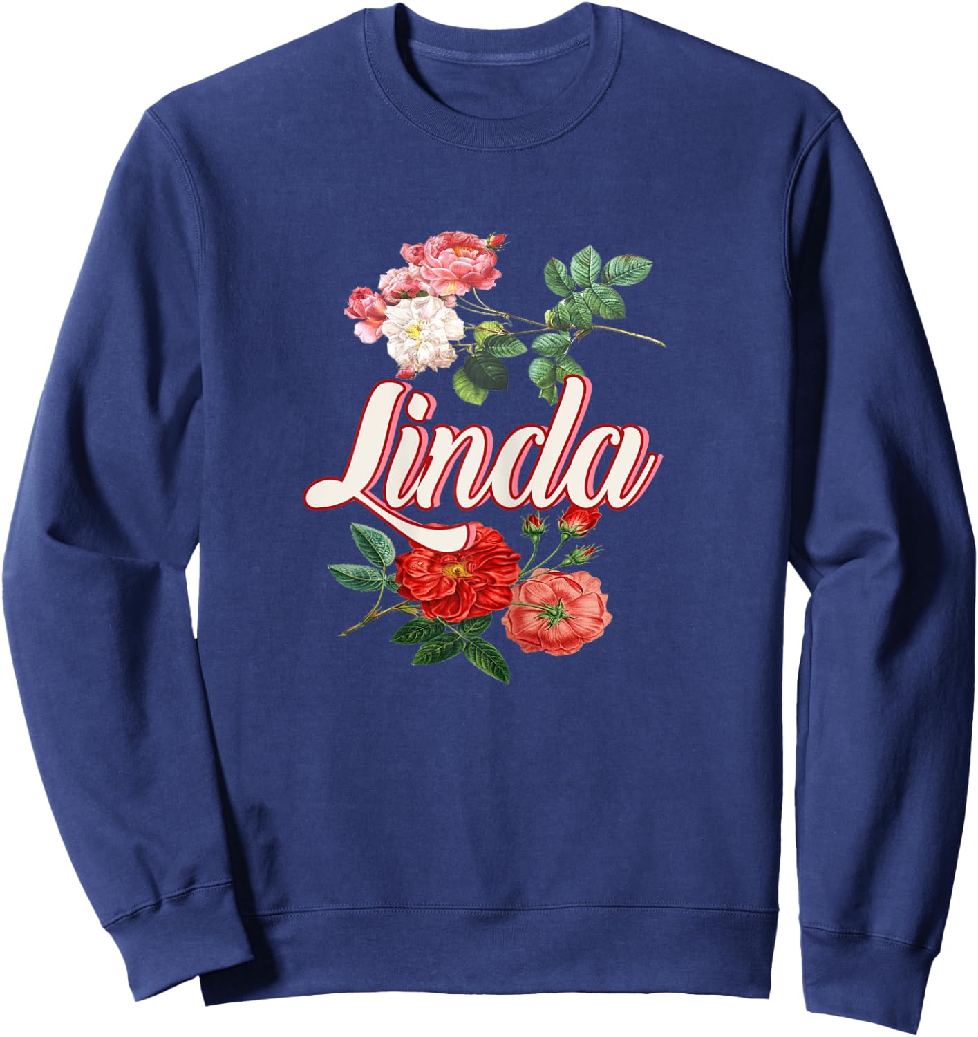 Linda Name With Flowers Sweatshirt - Sweatshirt | Navy