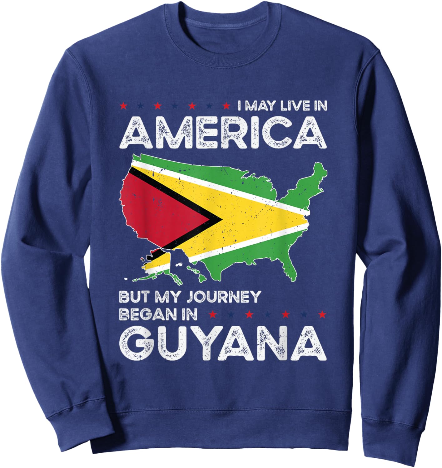 Guyanese American Patriot USA Grown Guyana US Flag Sweatshirt - Sweatshirt | Navy
