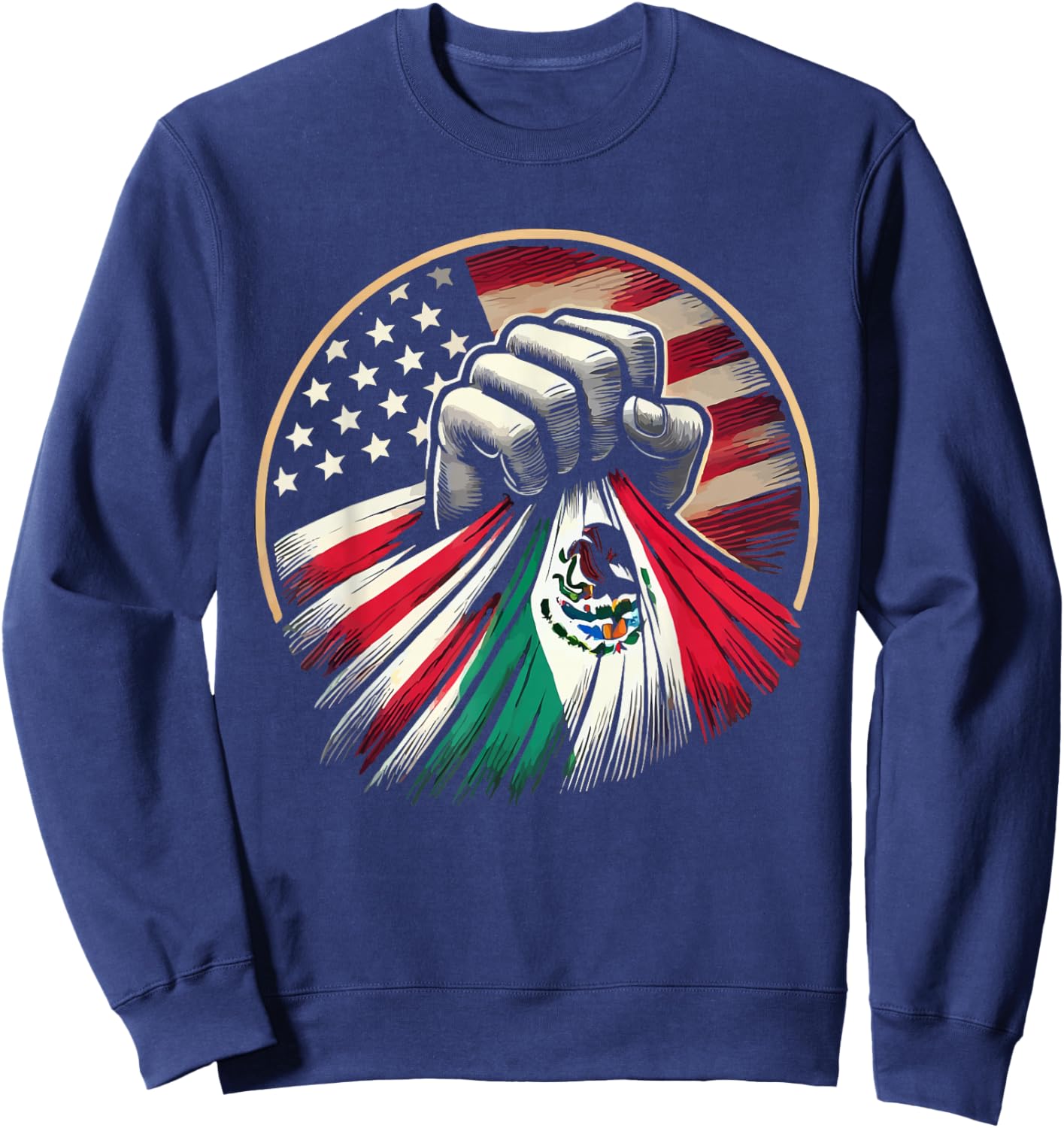 Half Mexican Half American USA Flag Mexico America Sweatshirt - Sweatshirt | Navy