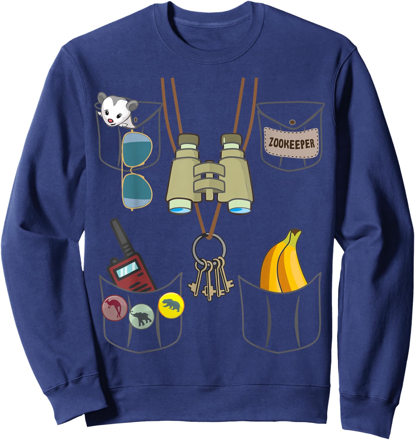 Zookeeper Halloween Jungle Safari Explorer Imitation Costume Sweatshirt - Sweatshirt | Navy