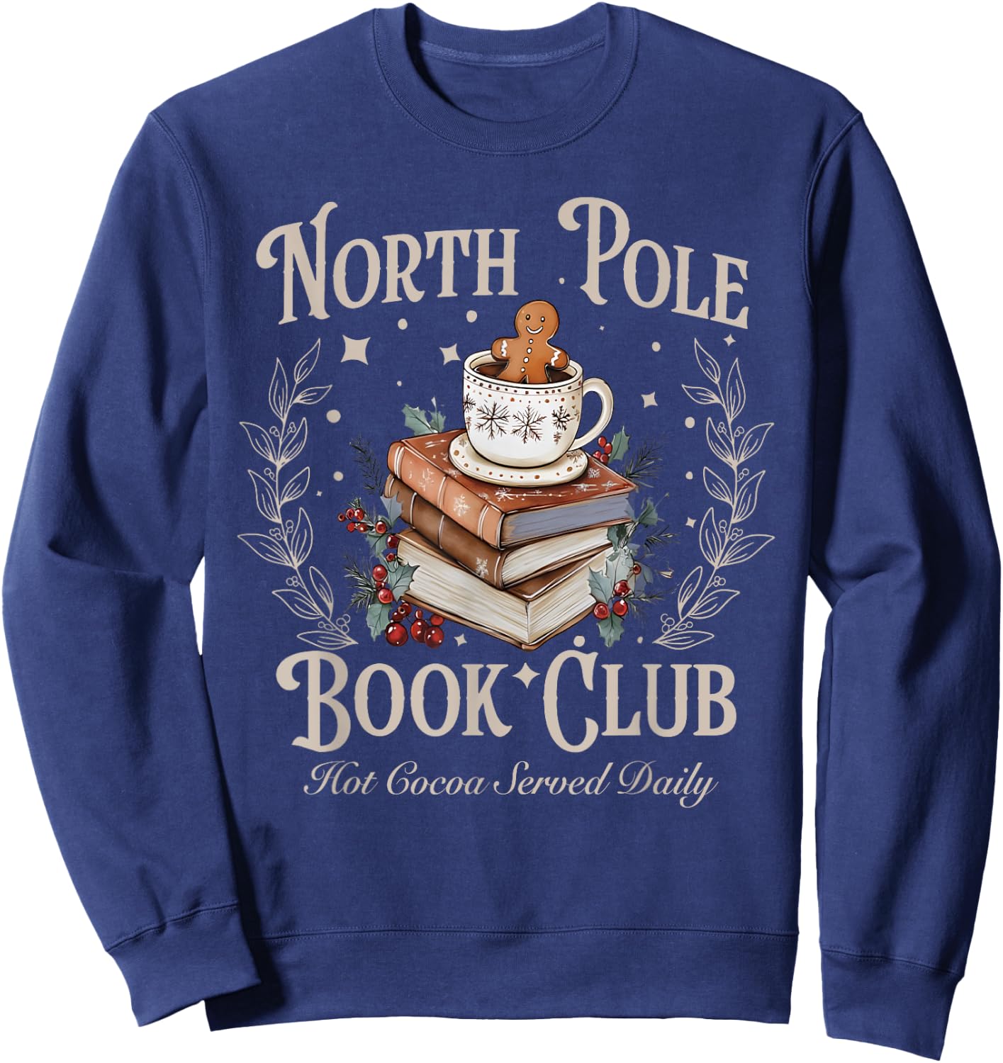 All Booked for Christmas Coquette Xmas Book Club Book Lovers Sweatshirt - Sweatshirt | Navy