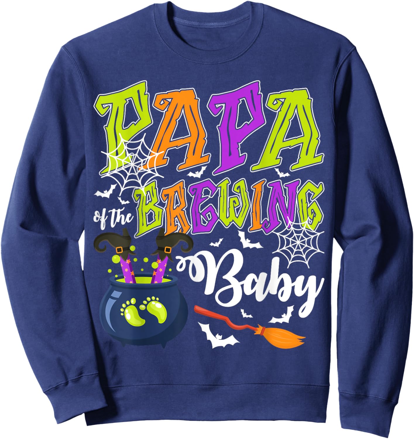 Papa of Brewing Baby Matching Family Halloween Baby Shower Sweatshirt - Sweatshirt | Navy