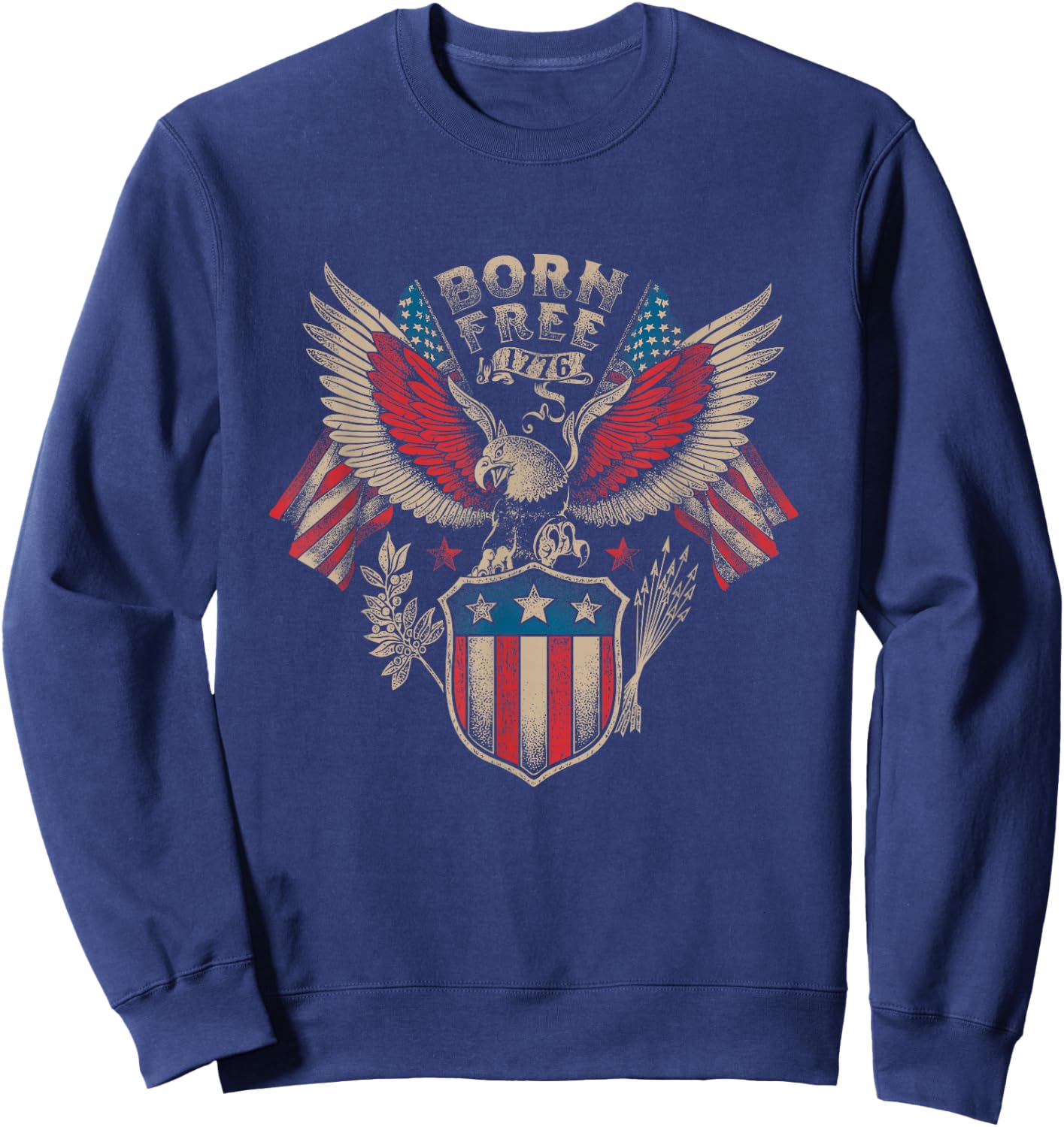Born Free 1776 USA Patriot Eagle Sweatshirt - Sweatshirt | Navy