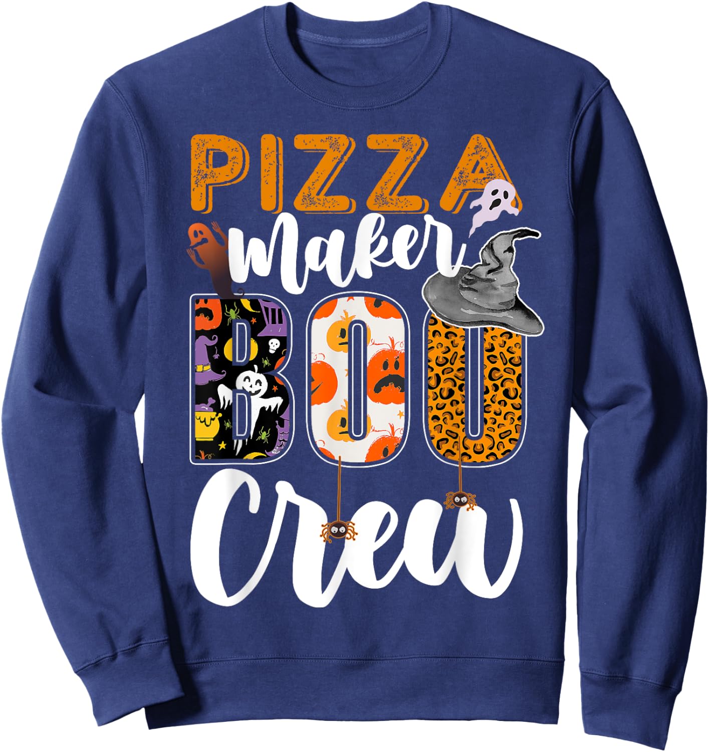 Pizza Maker Boo Crew Halloween Matching Cook Sweatshirt - Sweatshirt | Navy