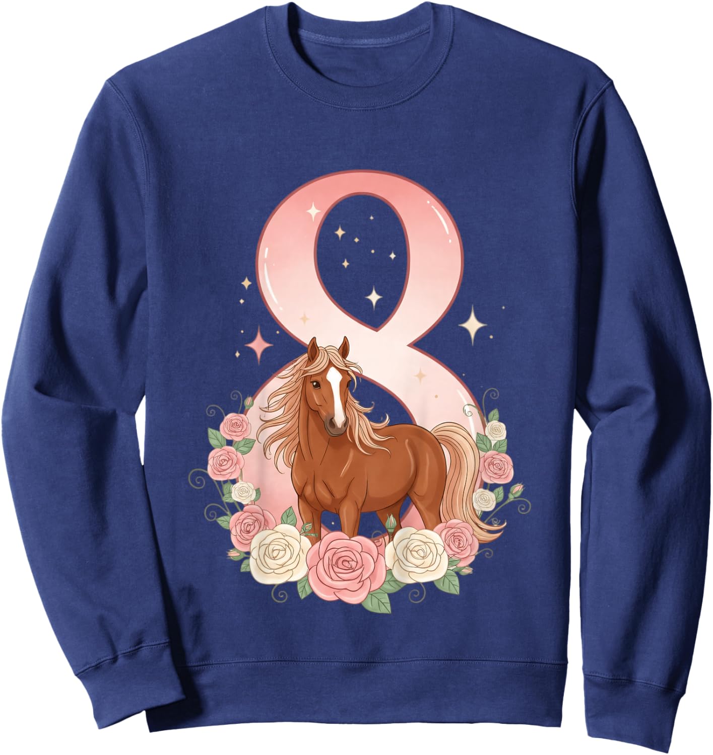 8e Anniversaire, Fille, Cheval, Poney | 8 Ans Anniversaire de Fille Sweatshirt - Sweatshirt | Navy