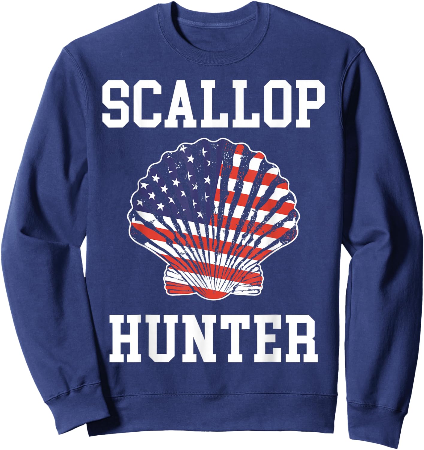 American Flag Scallop Hunter Hunting Scalloping Sweatshirt - Sweatshirt | Navy