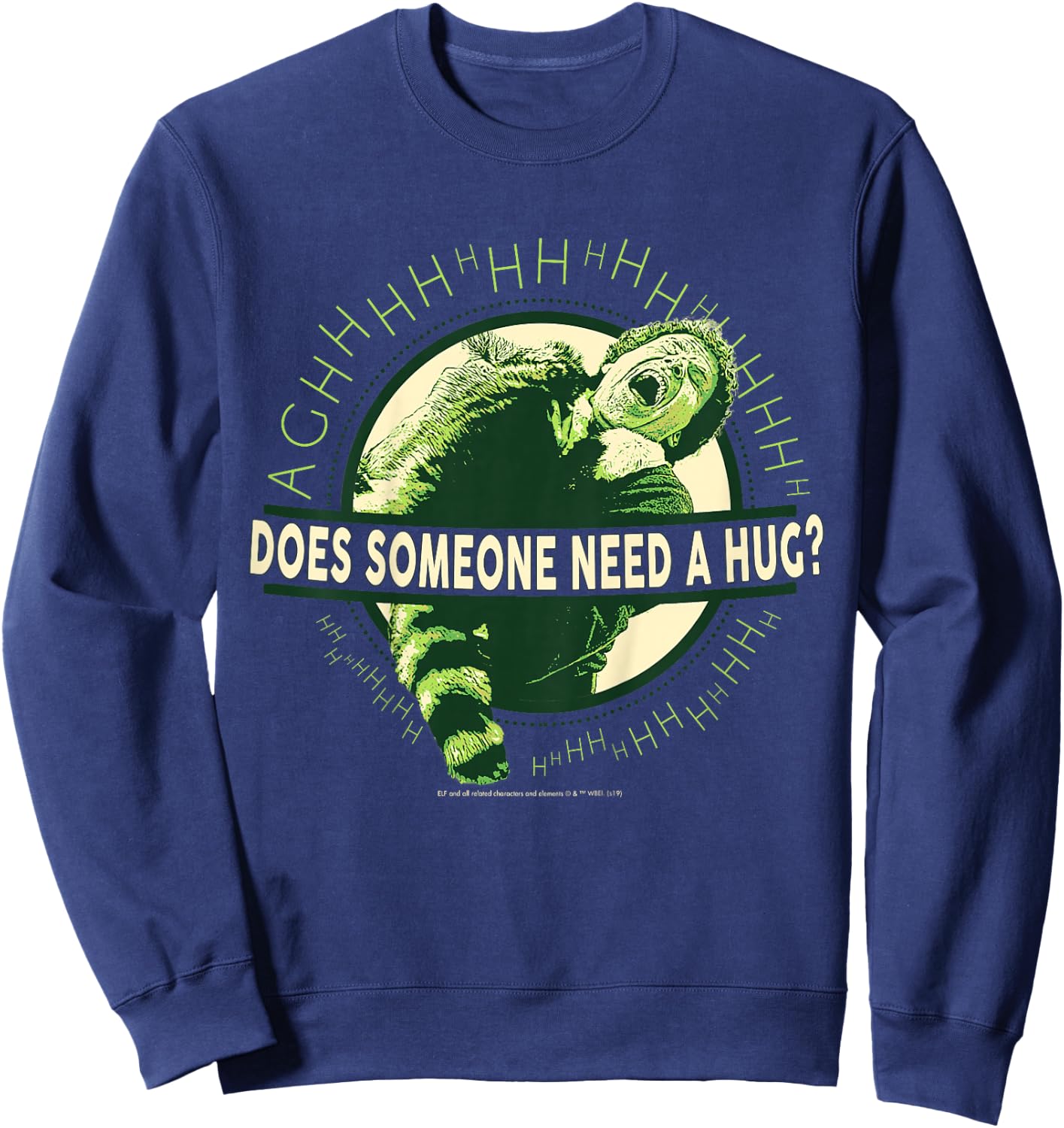 Elf Buddy Hugs Raccoon Text Poster Sweatshirt - Sweatshirt | Navy