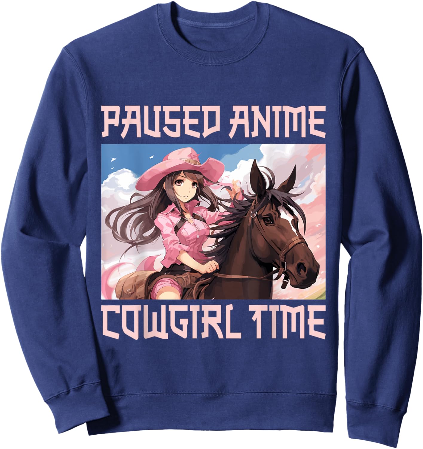 Anime Horse Cowgirl Japan Anime Sweatshirt - Sweatshirt | Navy