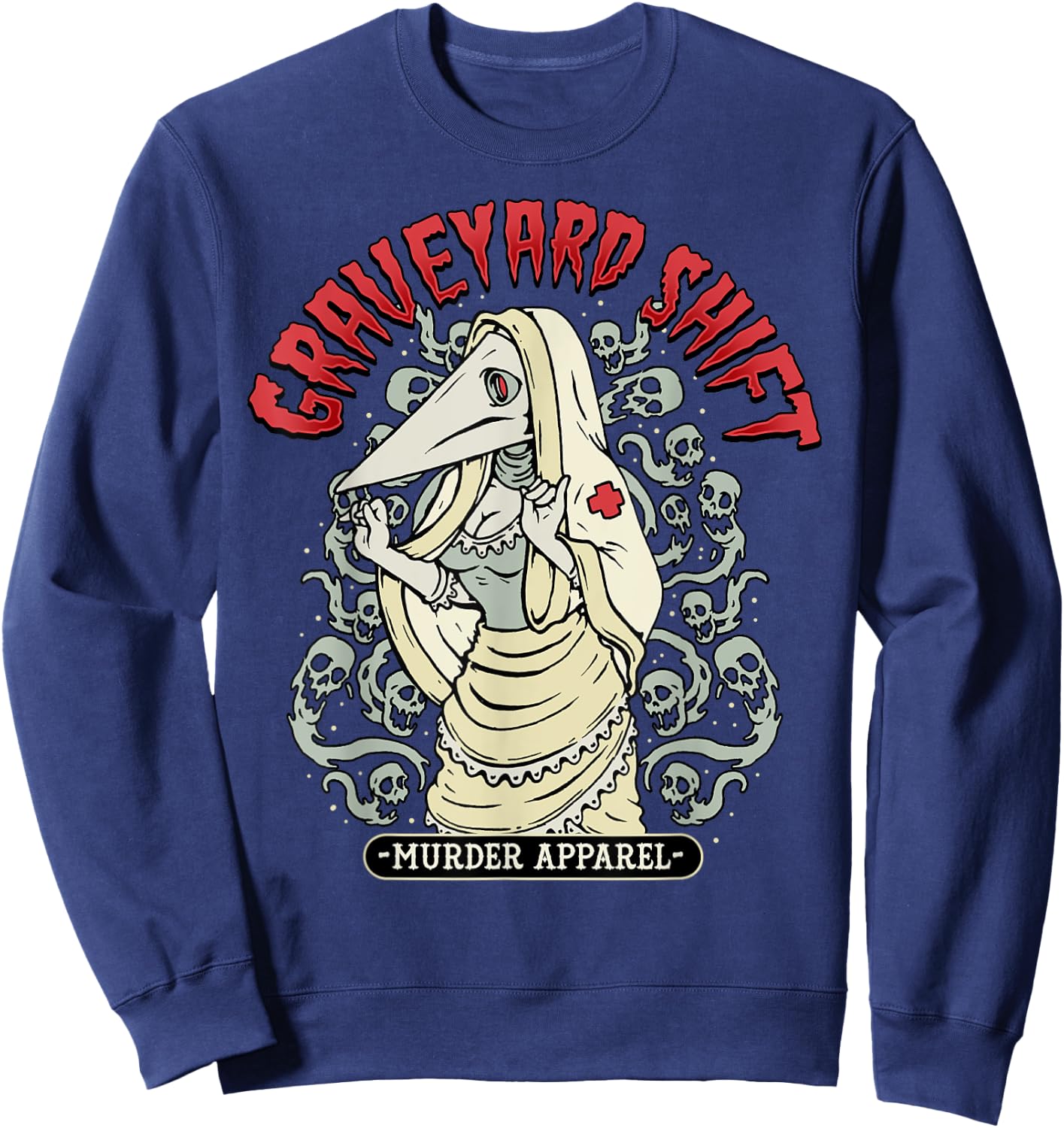 Plague Nurse Graveyard Shift Horror Sweatshirt - Sweatshirt | Navy