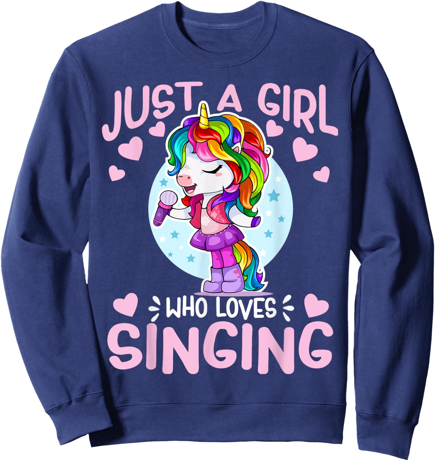 Just A Girl Who Loves Singing Funny Karaoke Singer Unicorn Sweatshirt - Sweatshirt | Navy