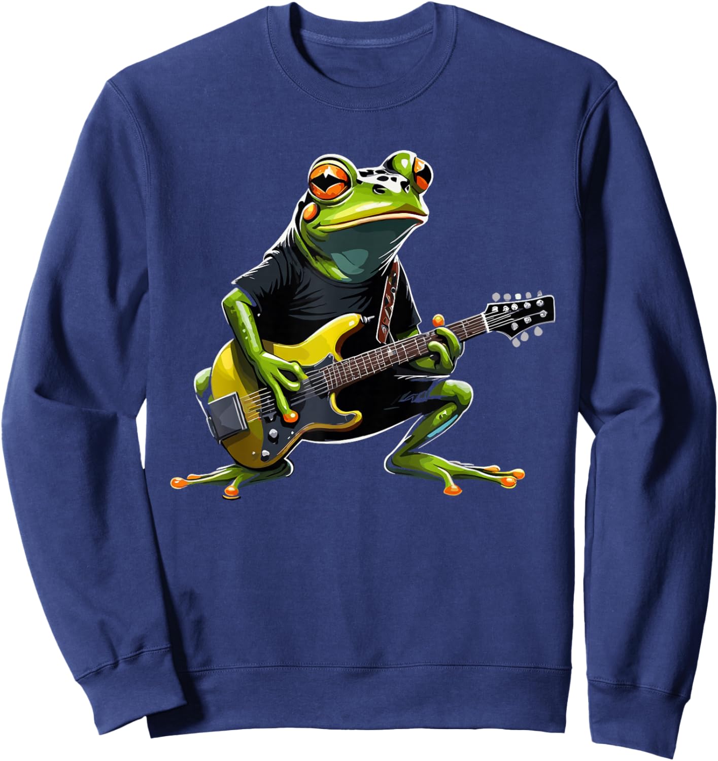 Frog playing Electric Guitar, Frog Guitarist Sweatshirt - Sweatshirt | Navy