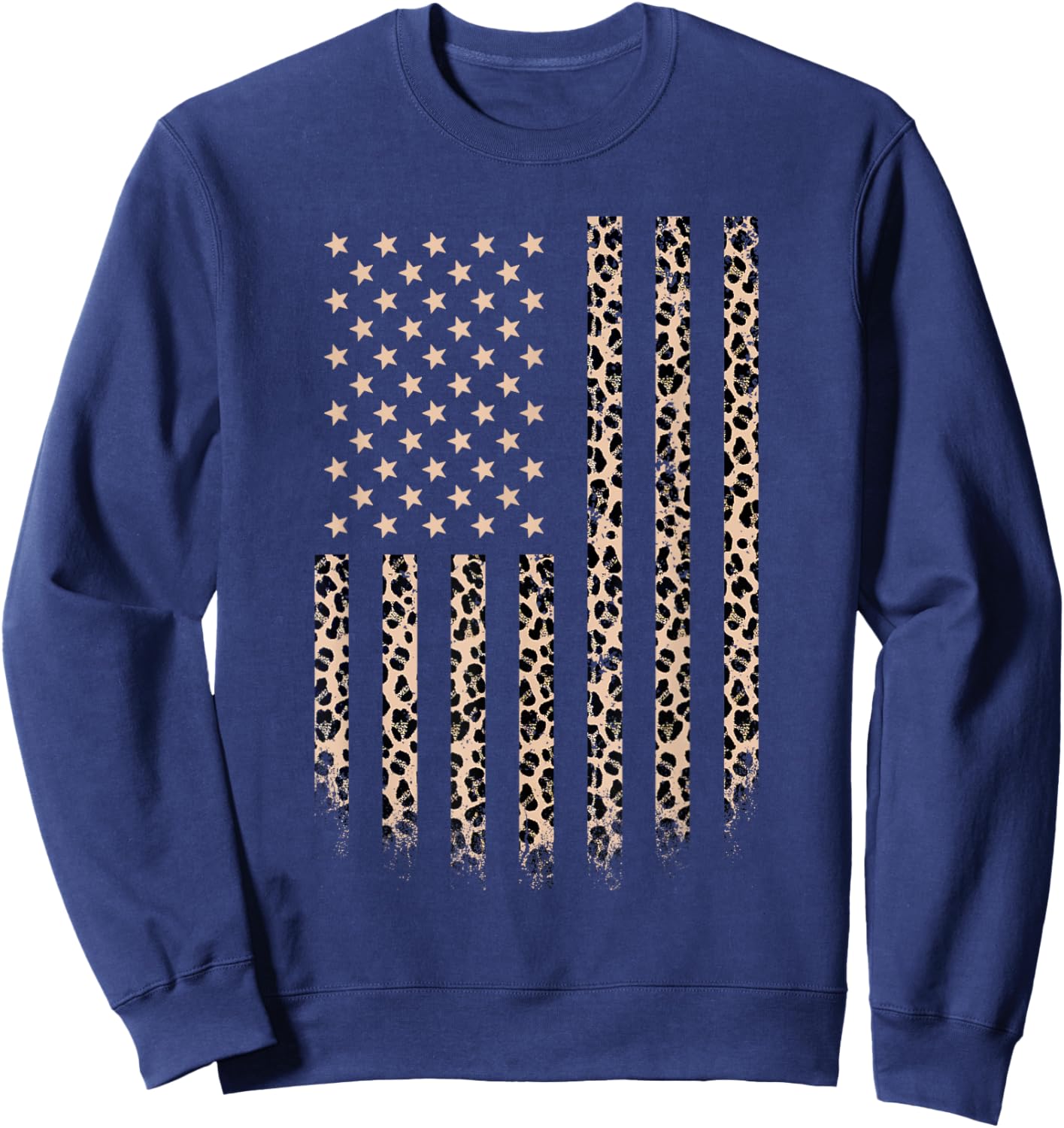 Leopard American flag Leopard Print 4th of july Animal Lover Kids Men Sweatshirt - Sweatshirt | Navy