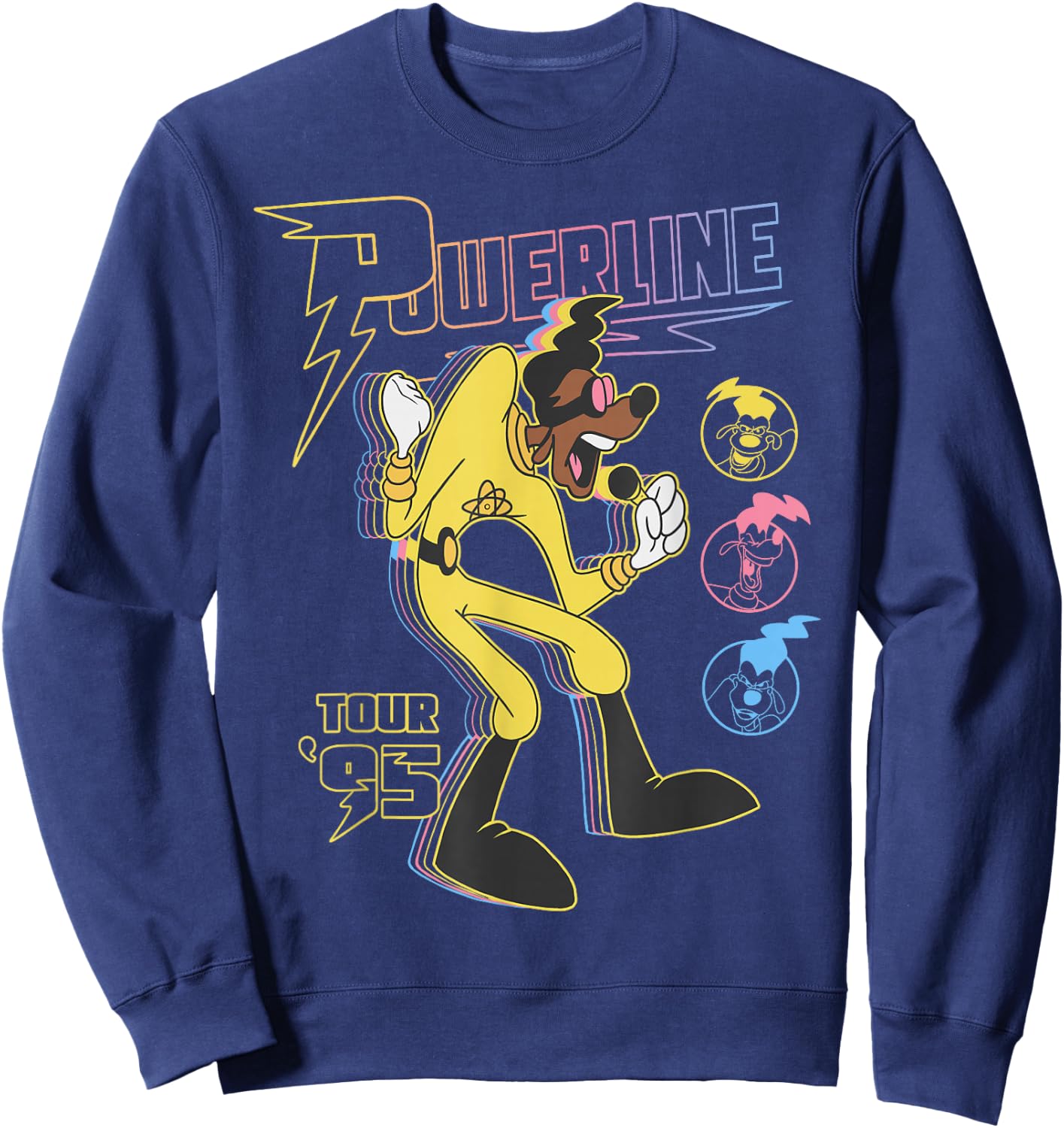 Disney A Goofy Movie Powerline Tour '95 Retro Neon Poster Sweatshirt - Sweatshirt | Navy