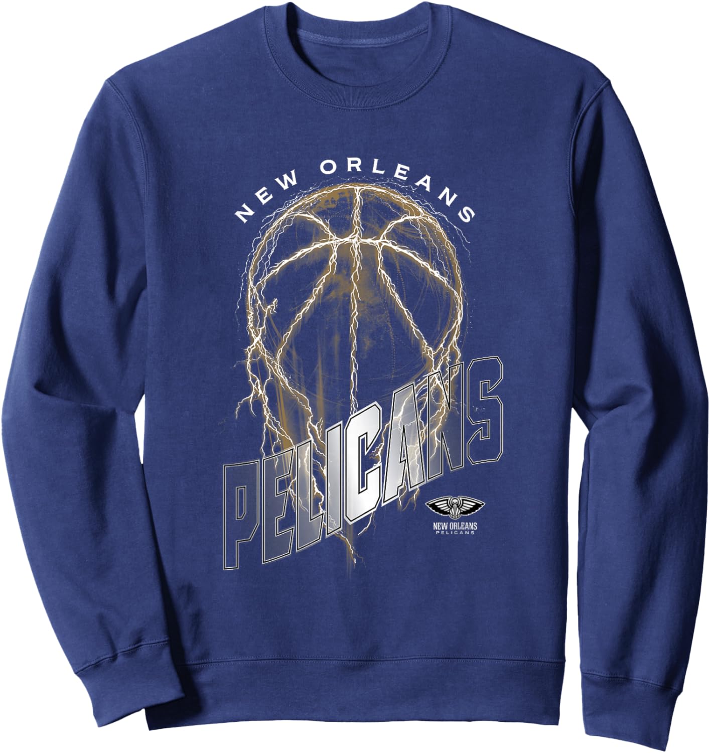 NBA New Orleans Pelicans Lightning Bolt Basketball Logo Sweatshirt - Sweatshirt | Navy