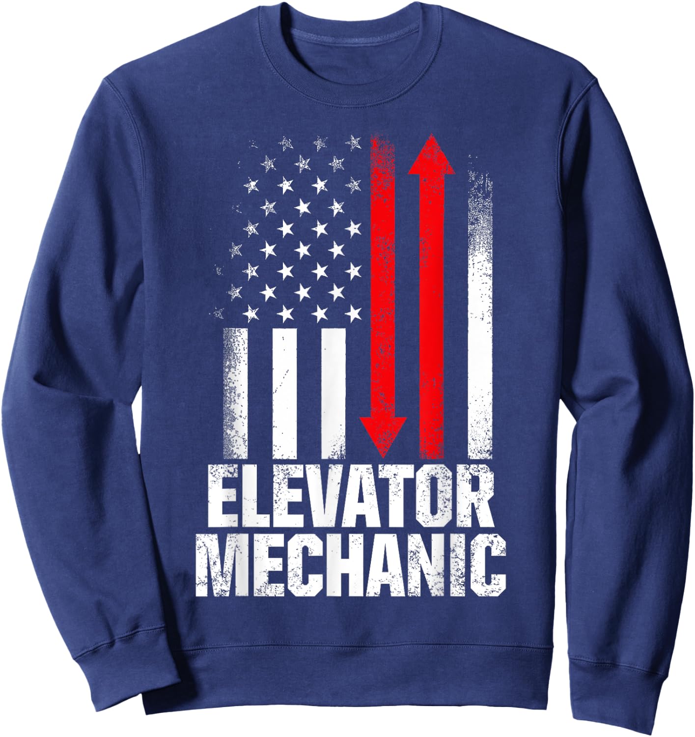 Elevator Mechanic Maintenance USA Flag Technician Sweatshirt - Sweatshirt | Navy