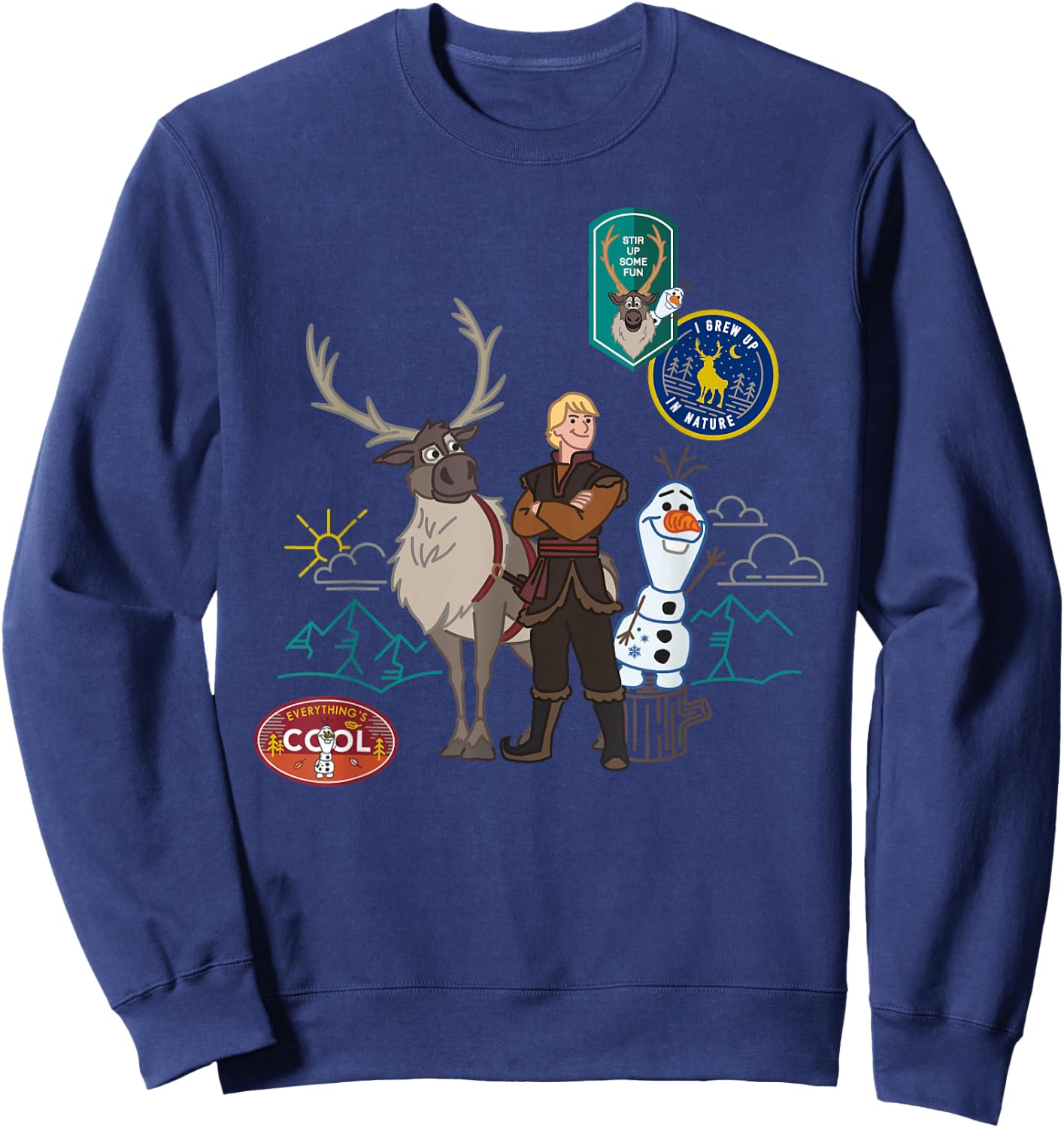 Disney Frozen 2 Olaf, Sven, and Kristoff Patches Sweatshirt - Sweatshirt | Navy