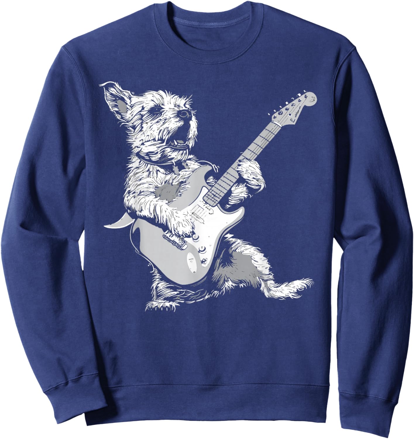 Dog Guitarist Guitar - Border Terrier Dad Mom Sweatshirt - Sweatshirt | Navy