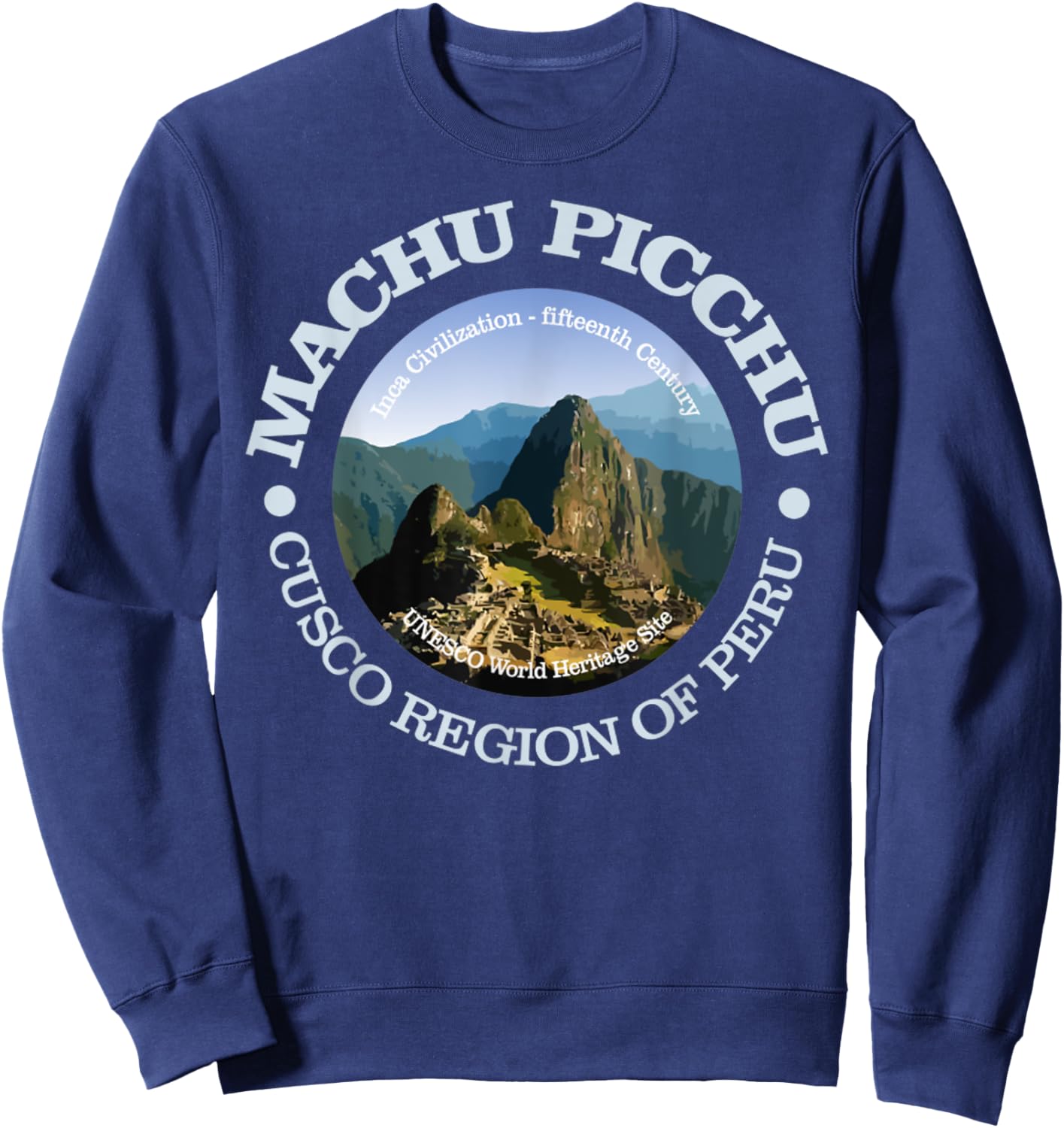 Machu Picchu Funny Macchu Picchu, Peru Mountains Hiking Sweatshirt - Sweatshirt | Navy