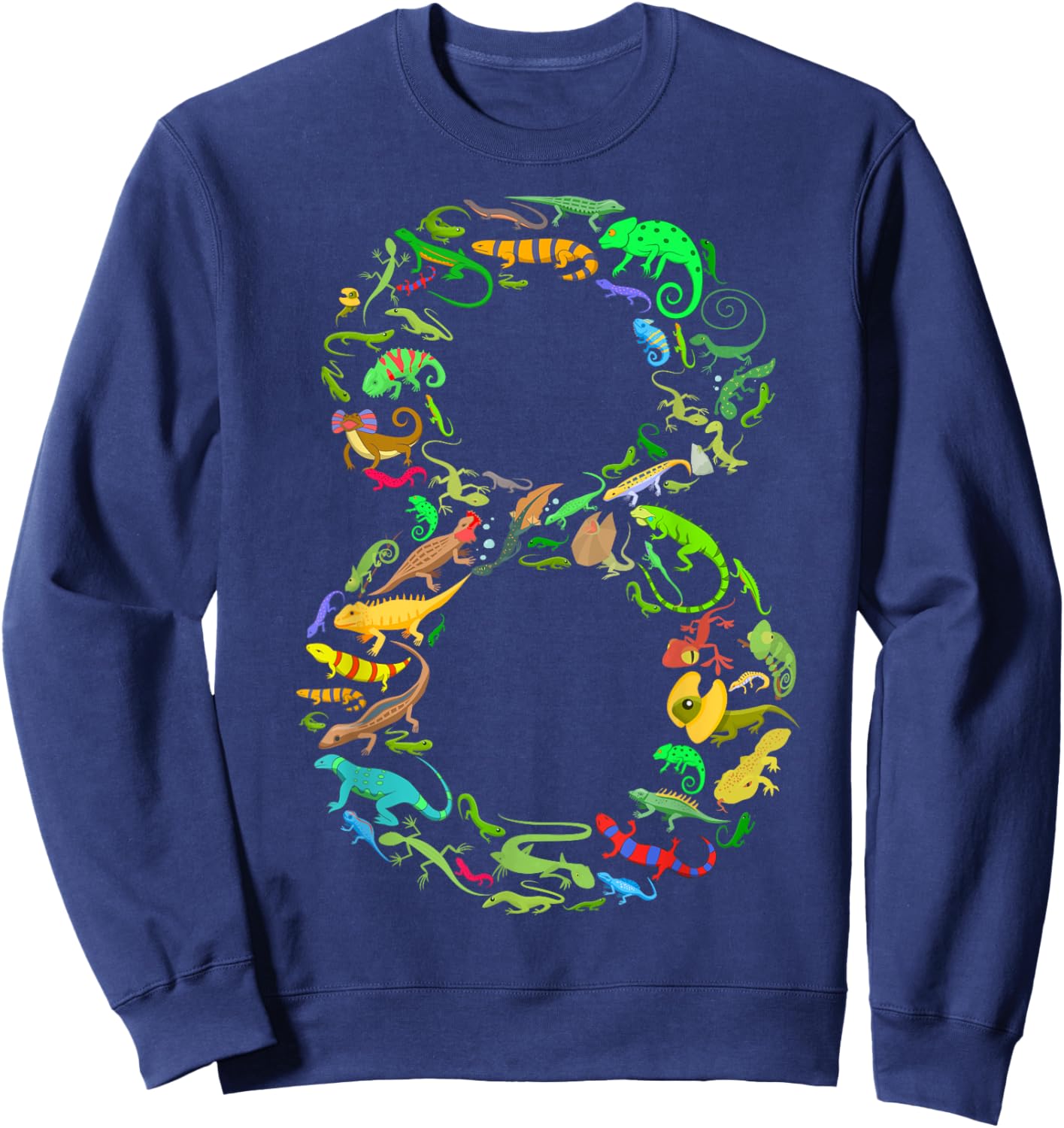 8th Birthday Lizard Reptile Birthday Party 8 Year Old 8 Sweatshirt - Sweatshirt | Navy