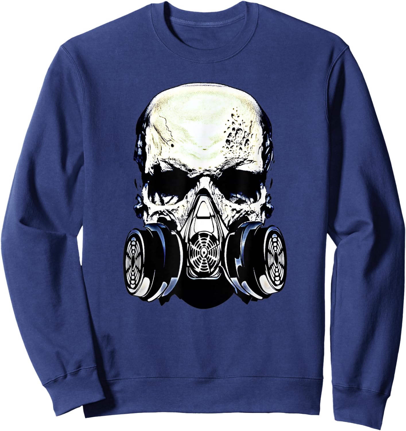 Skull Gas Mask Shirt Rock Music Skulls Masked Rockers Gift Sweatshirt - Sweatshirt | Navy