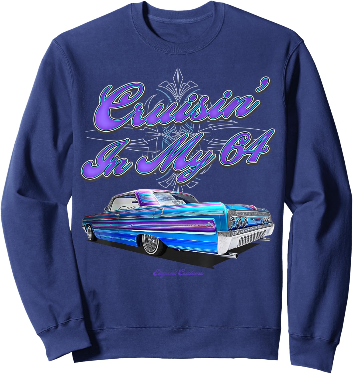 Cruisin In My 64 Impala - Low Rider Kustom Lead Sled Hot Rod Sweatshirt - Sweatshirt | Navy