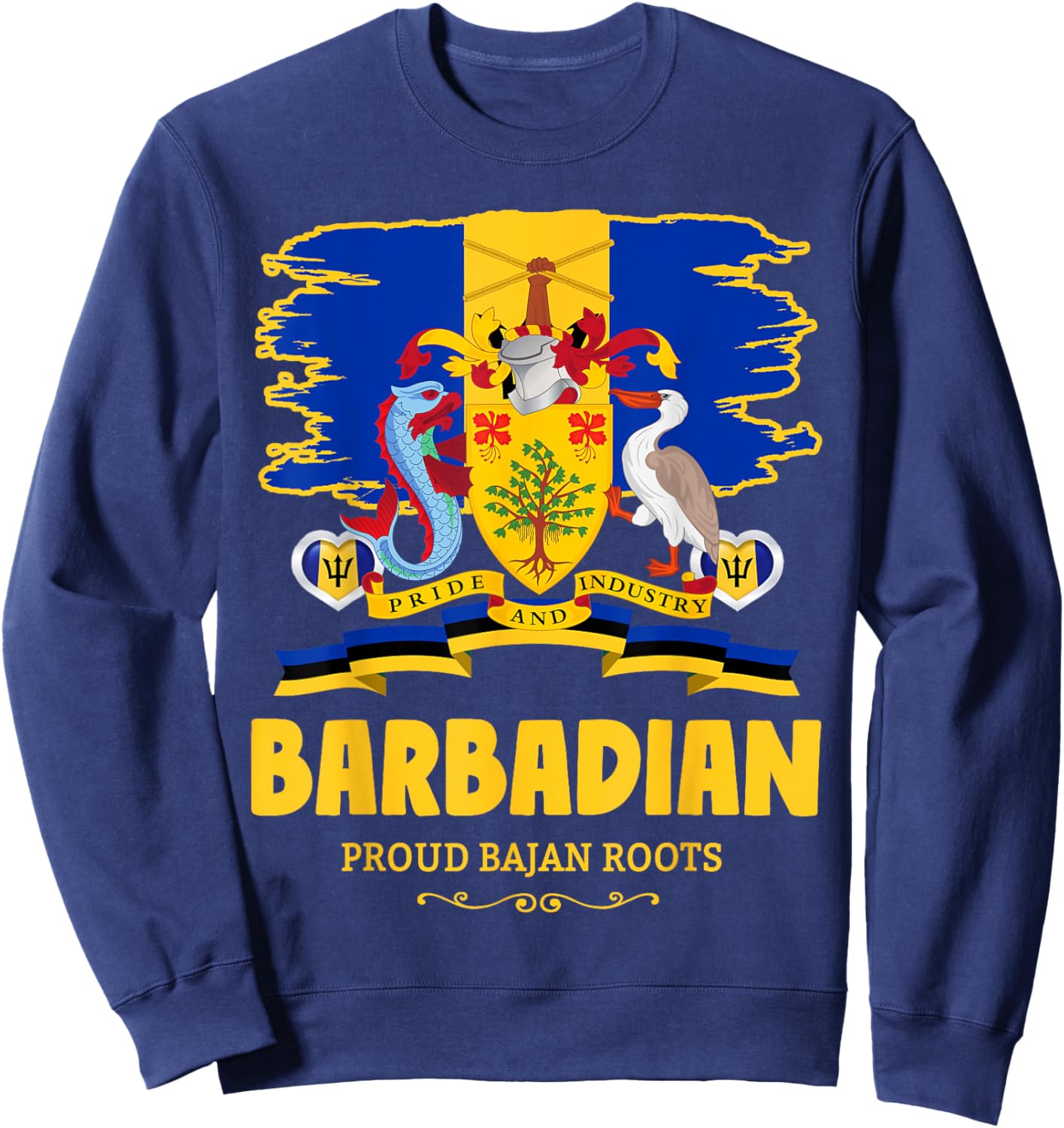 Barbados Flag Outfit Idea For Kids & Barbadian Flag Themed Sweatshirt - Sweatshirt | Navy